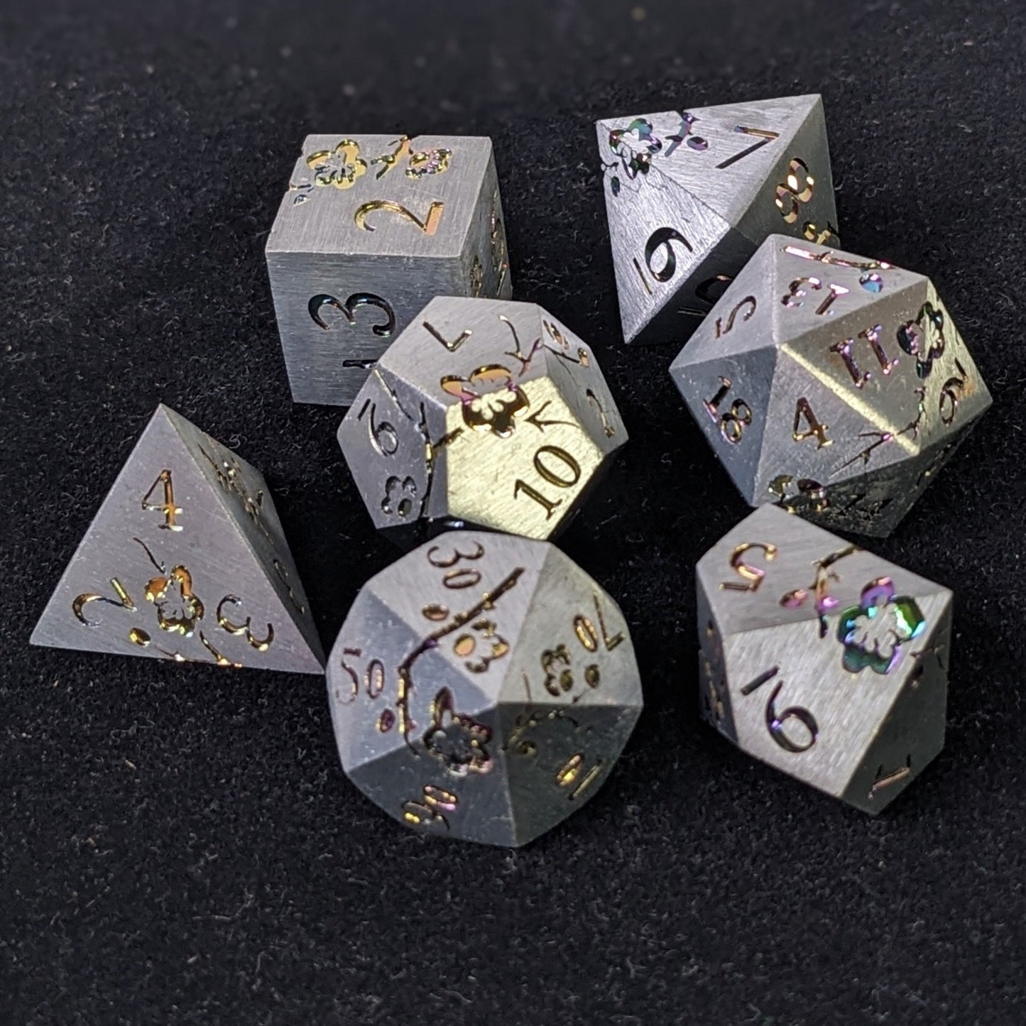 Prismatic Bloom - 7 Piece Luxury Metal D&D Dice Set