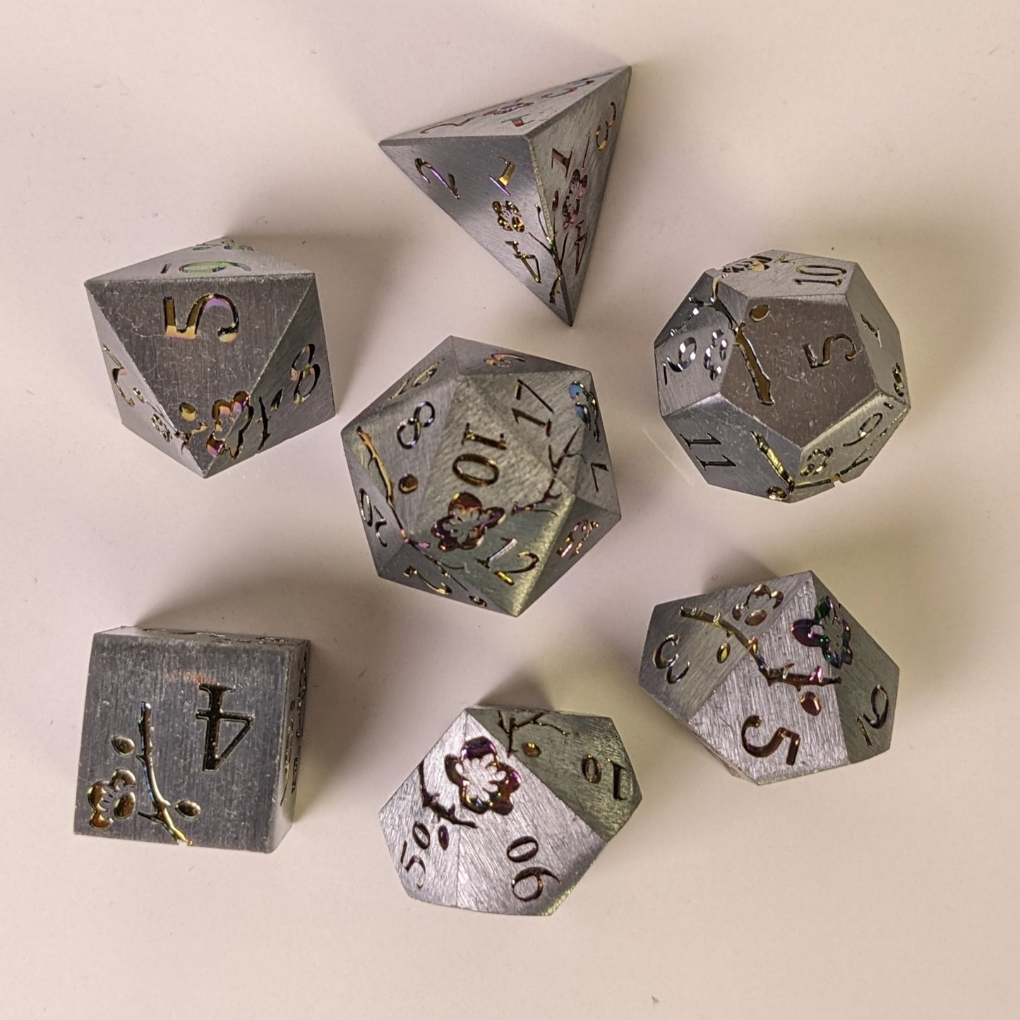 Prismatic Bloom - 7 Piece Luxury Metal D&D Dice Set