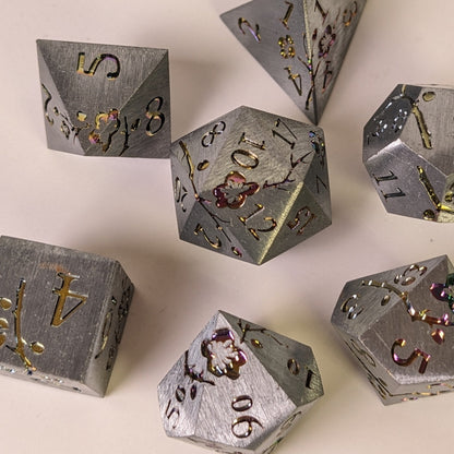 Prismatic Bloom - 7 Piece Luxury Metal D&D Dice Set