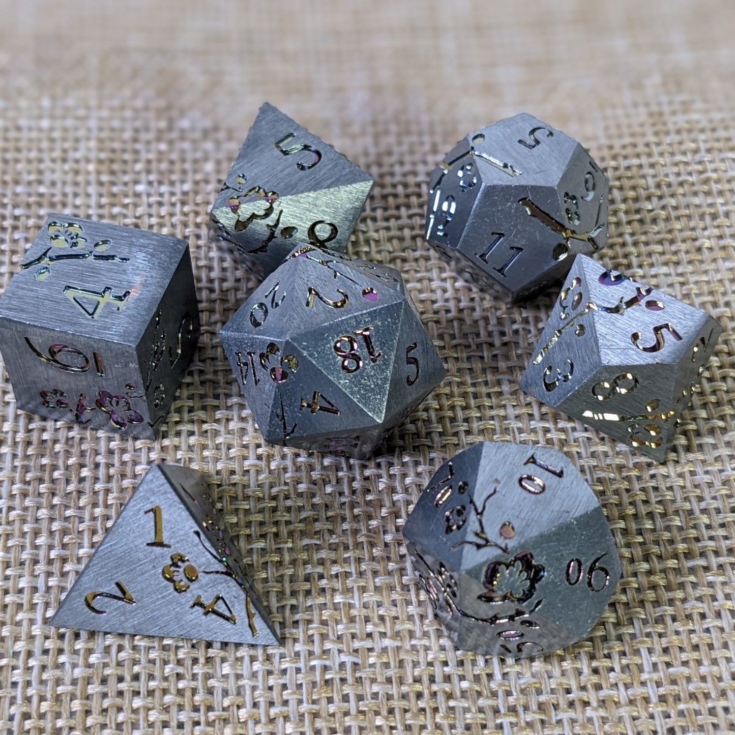 Prismatic Bloom - 7 Piece Luxury Metal D&D Dice Set