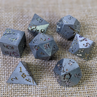 Prismatic Bloom - 7 Piece Luxury Metal D&D Dice Set