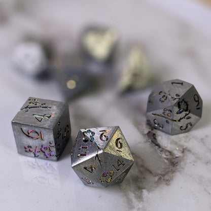 Prismatic Bloom - 7 Piece Luxury Metal D&D Dice Set