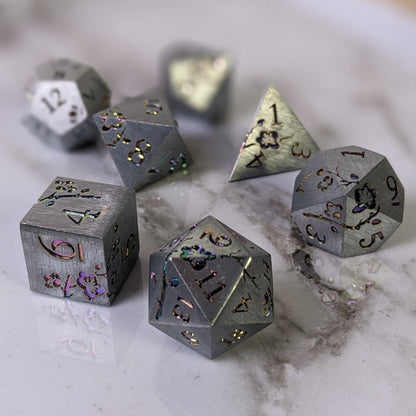 Prismatic Bloom - 7 Piece Luxury Metal D&D Dice Set