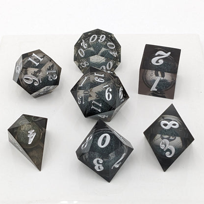 Silver Veil  7-Piece Liquid Core Dice Set