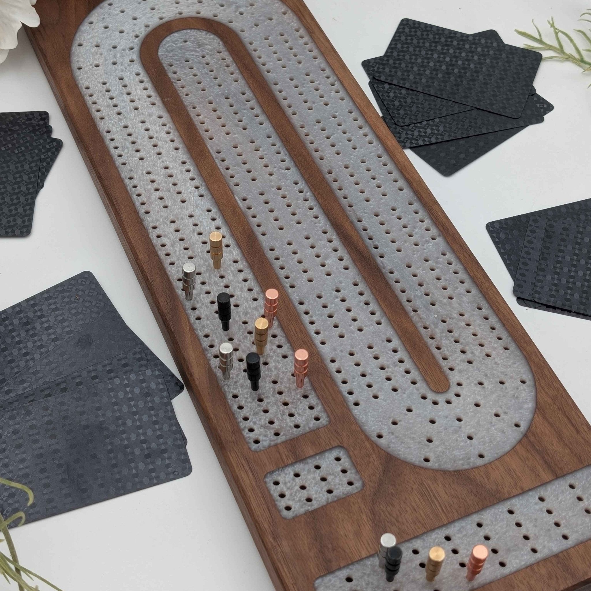 Four Lane Cribbage Board - Titanium Resin Inlay