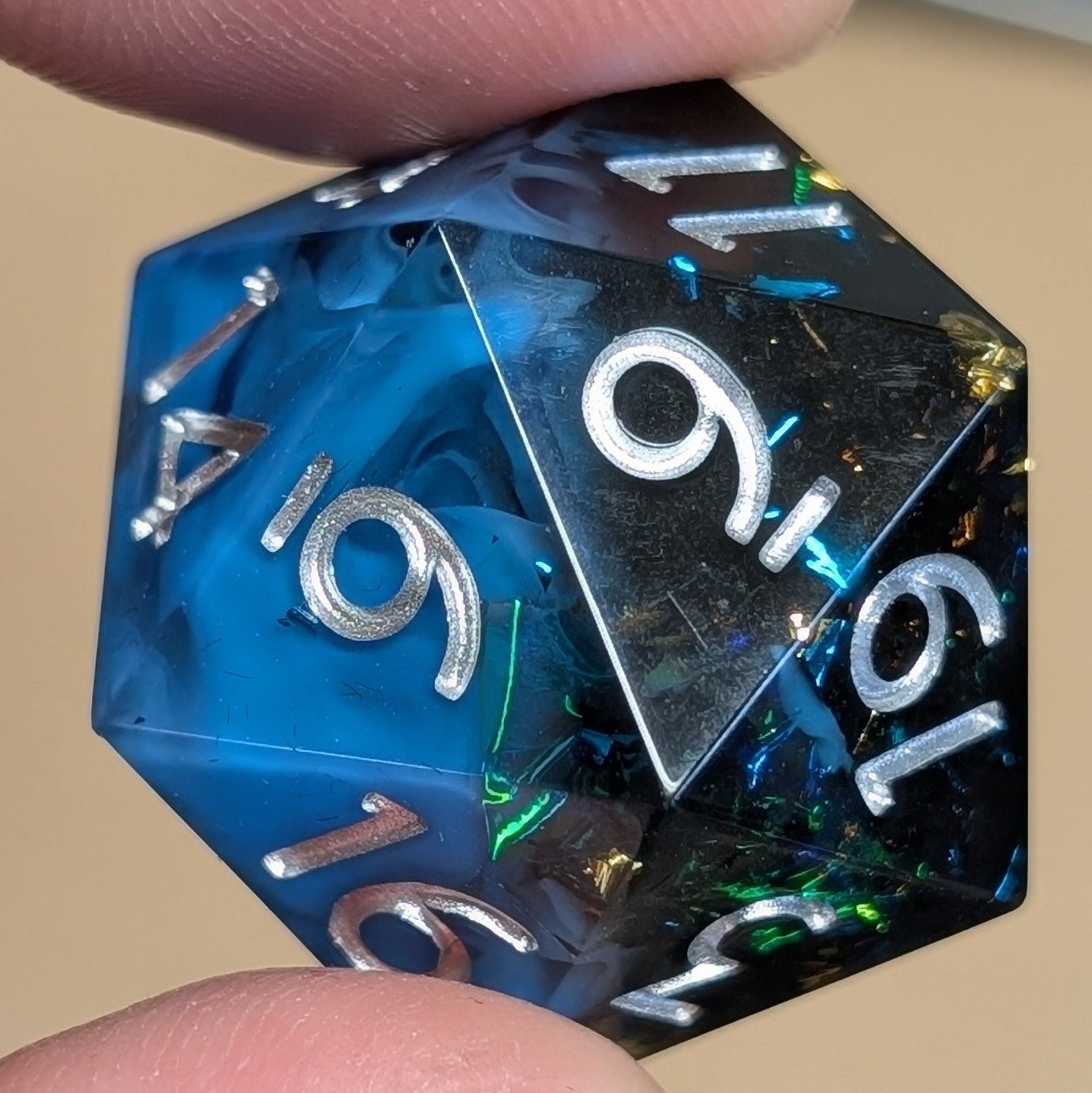 Apatite Glintcrystal - 7 Piece Polyhedral Dice Set - EBONWOOD