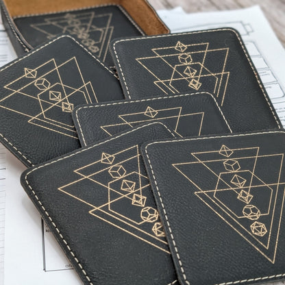 Arcane Geometry Coaster Set – D&D Dice Edition - EBONWOOD