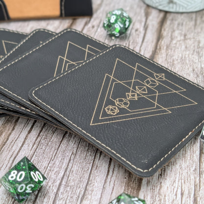 Arcane Geometry Coaster Set – D&D Dice Edition - EBONWOOD