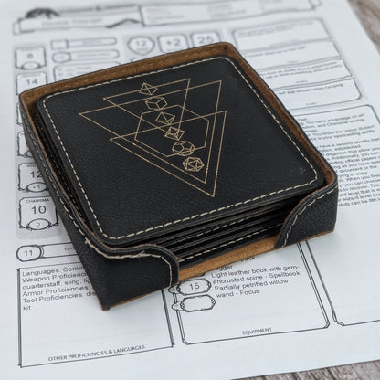 Arcane Geometry Coaster Set – D&D Dice Edition - EBONWOOD