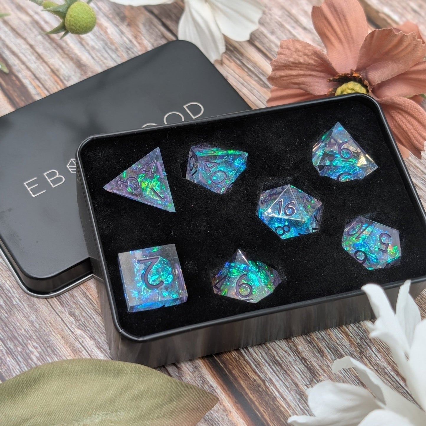 Bardic Embrace 7 - Piece Polyhedral Dice Set - EBONWOOD