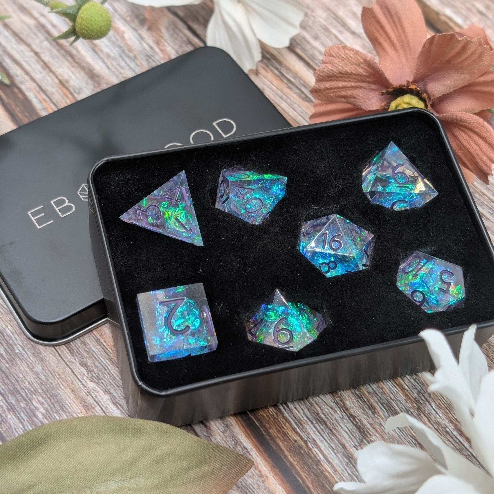 Bardic Embrace 7 - Piece Polyhedral Dice Set - EBONWOOD