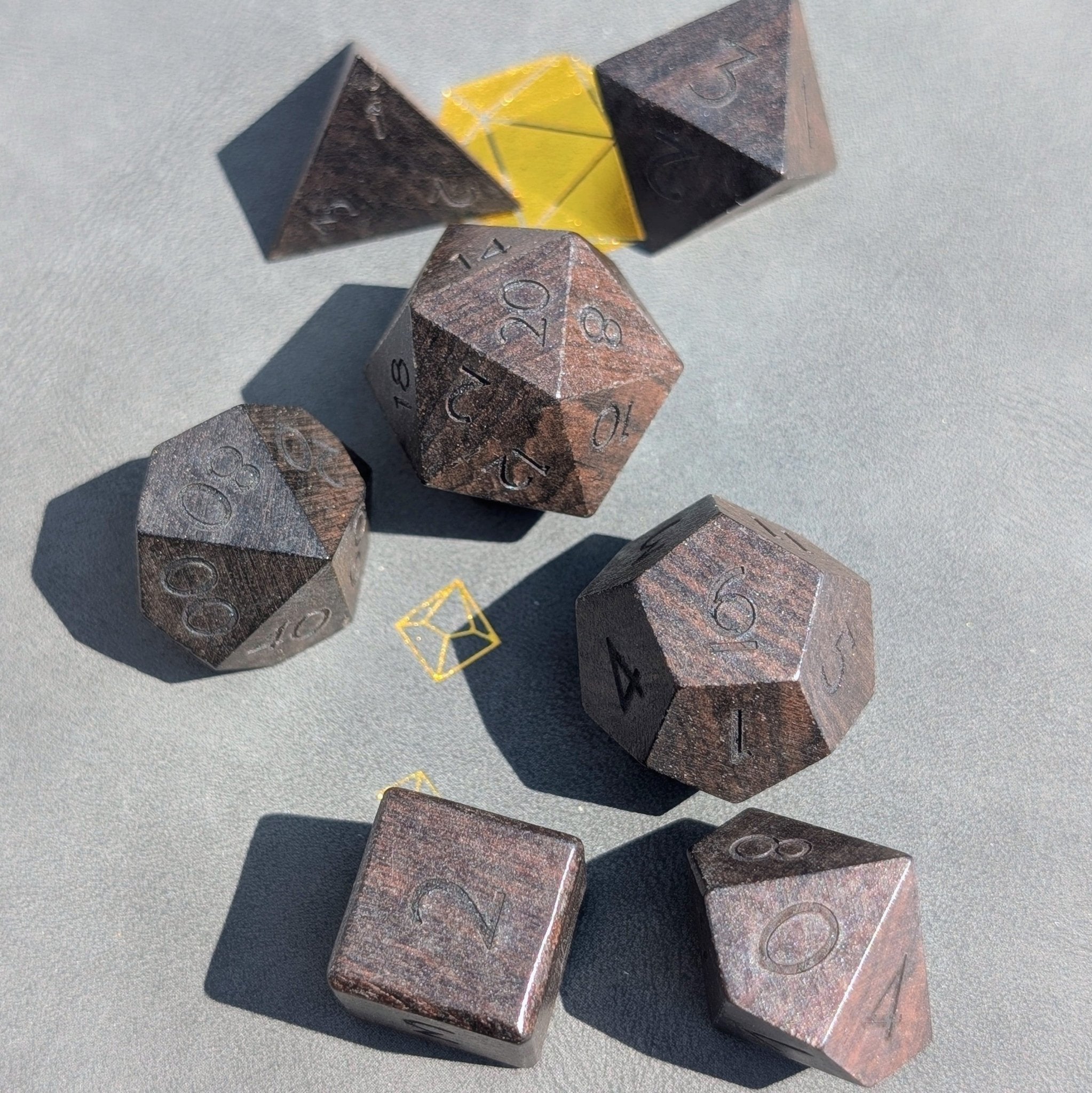 Blackwood - 7 Piece Polyhedral Wooden Dice Set - EBONWOOD