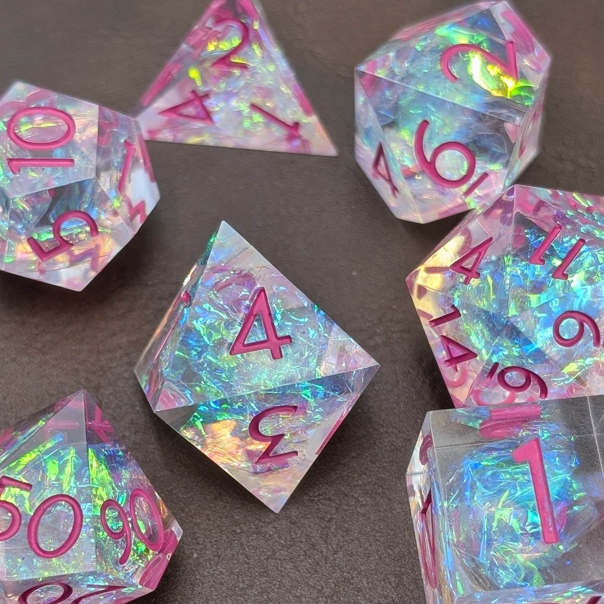 Blushing Prism - 7 Piece Luxury D&D Dice Set - EBONWOOD
