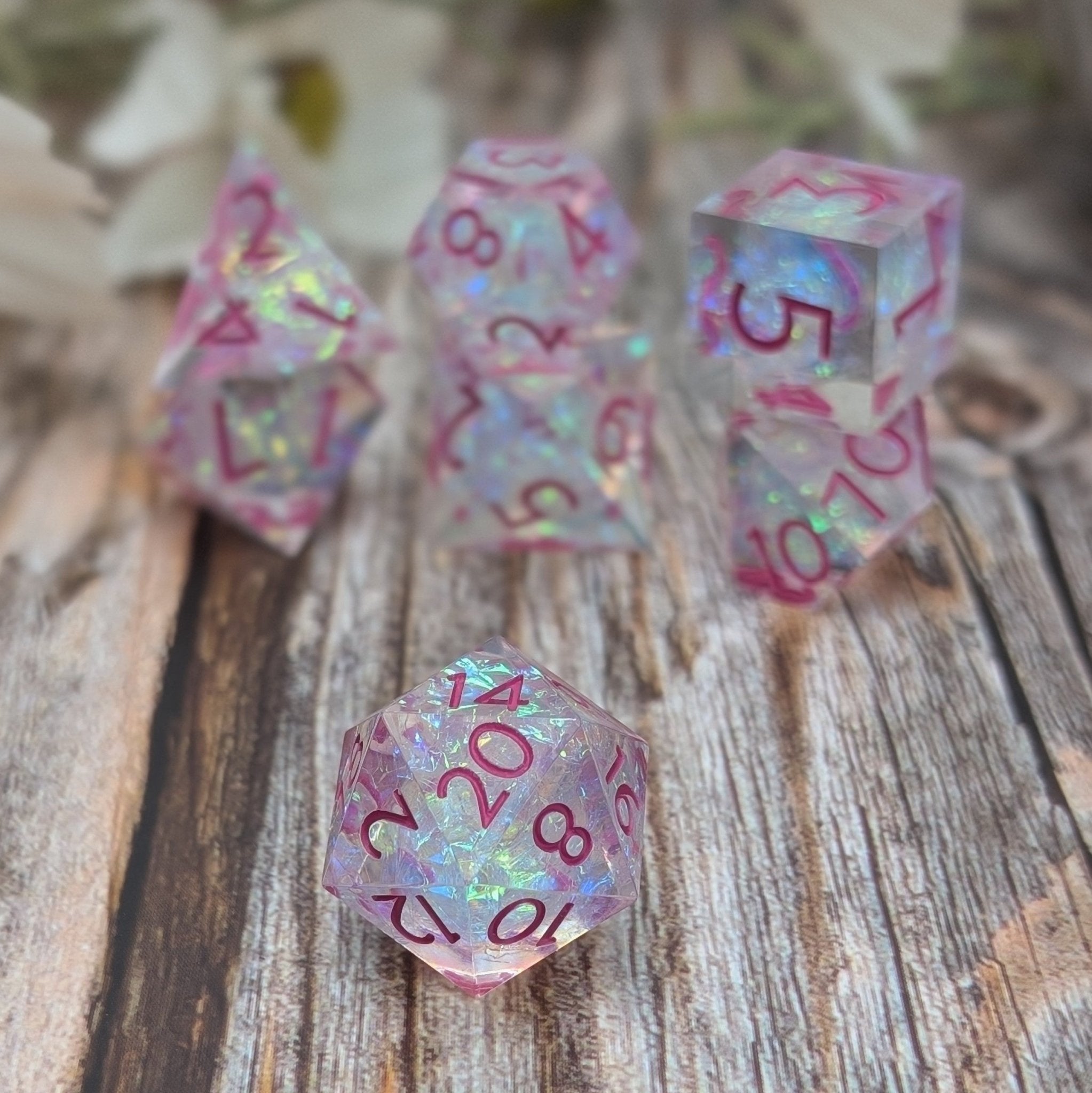 Blushing Prism - 7 Piece Luxury D&D Dice Set - EBONWOOD