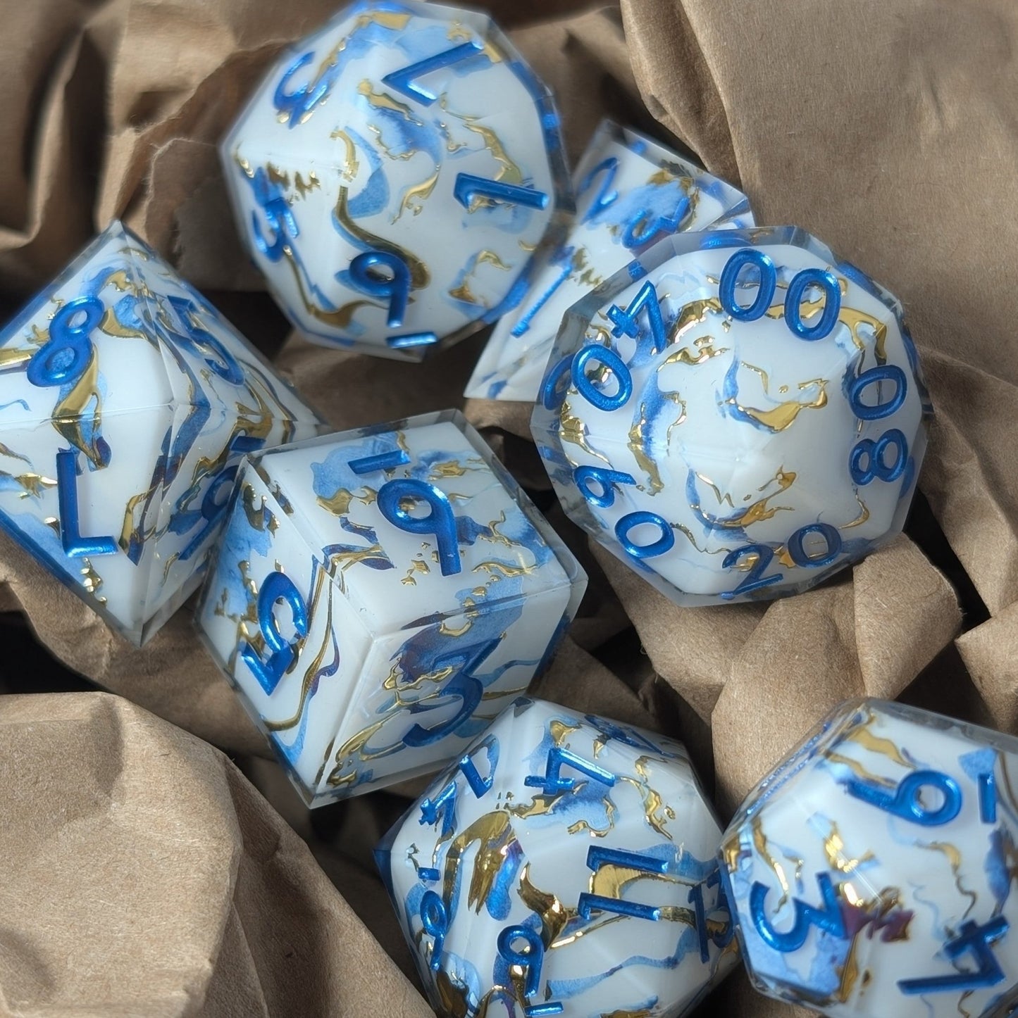 Borealis Aurum - 7 Piece Polyhedral Dice Set - EBONWOOD