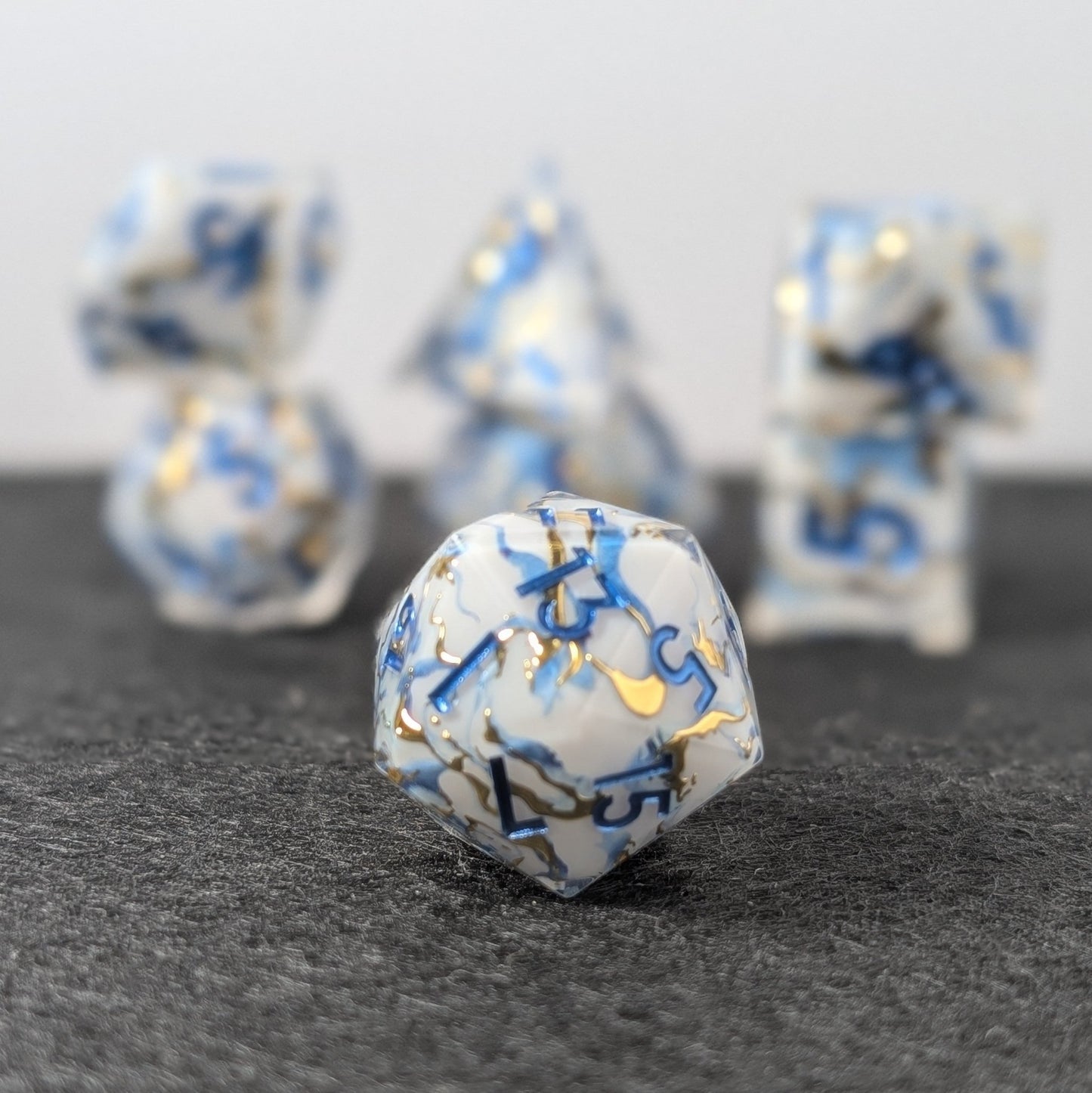 Borealis Aurum - 7 Piece Polyhedral Dice Set - EBONWOOD