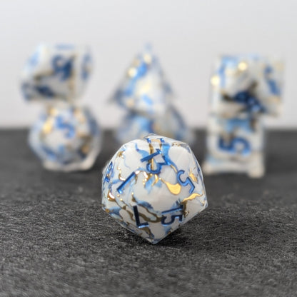 Borealis Aurum - 7 Piece Polyhedral Dice Set - EBONWOOD