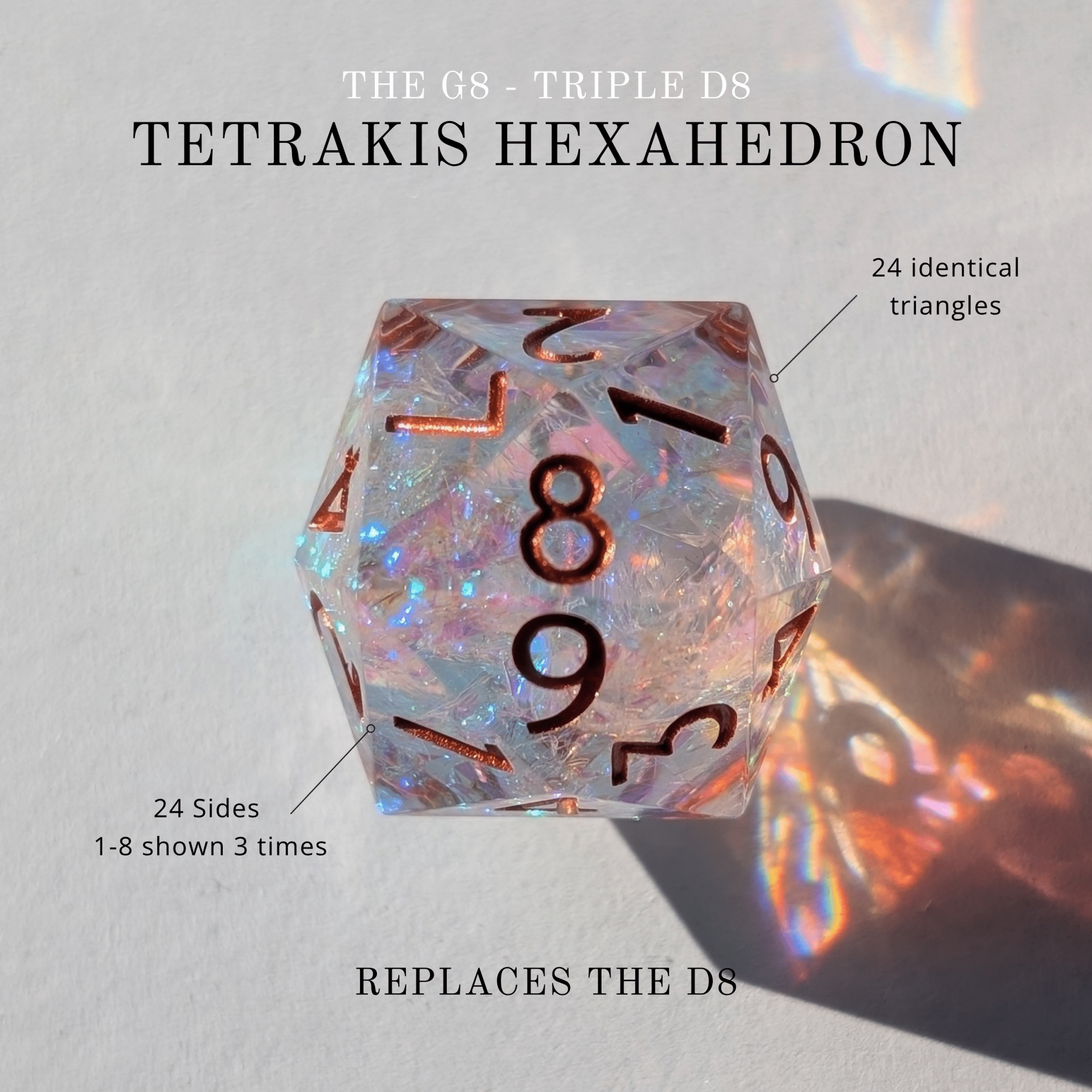 Copperveil Lens 7 - Piece Gyroid Dice Set - EBONWOOD