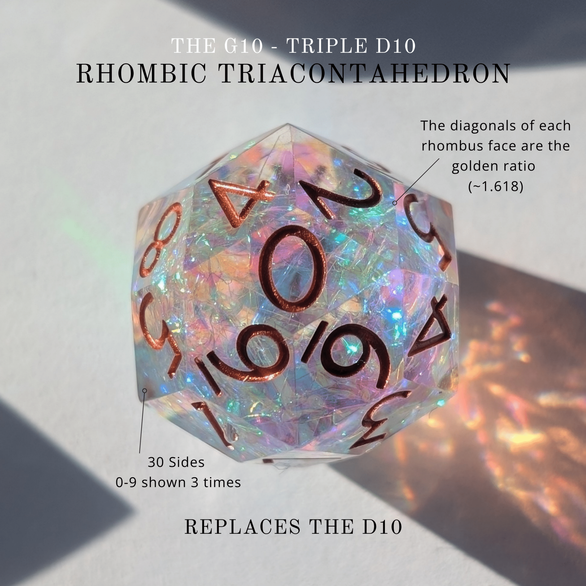 Copperveil Lens 7 - Piece Gyroid Dice Set - EBONWOOD