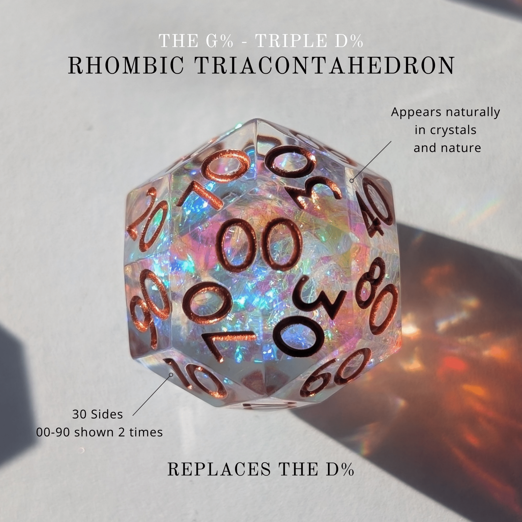 Copperveil Lens 7 - Piece Gyroid Dice Set - EBONWOOD