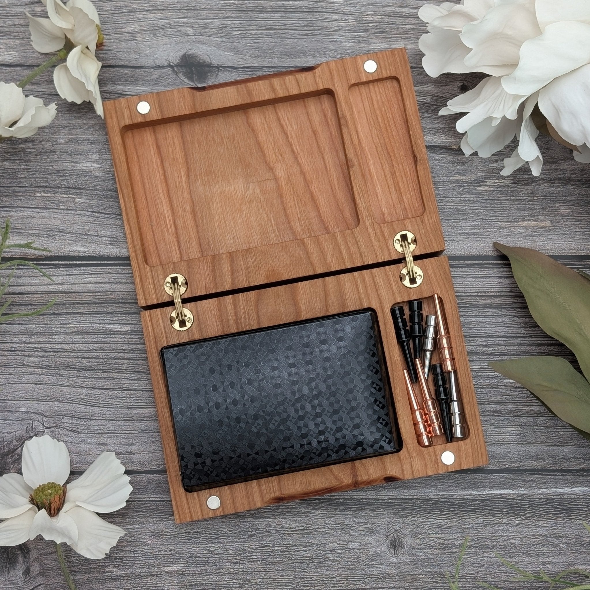 Cribbage Companion: Custom Wooden Playing Card & Peg Box - EBONWOOD