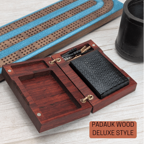 Cribbage Companion: Custom Wooden Playing Card & Peg Box - EBONWOOD