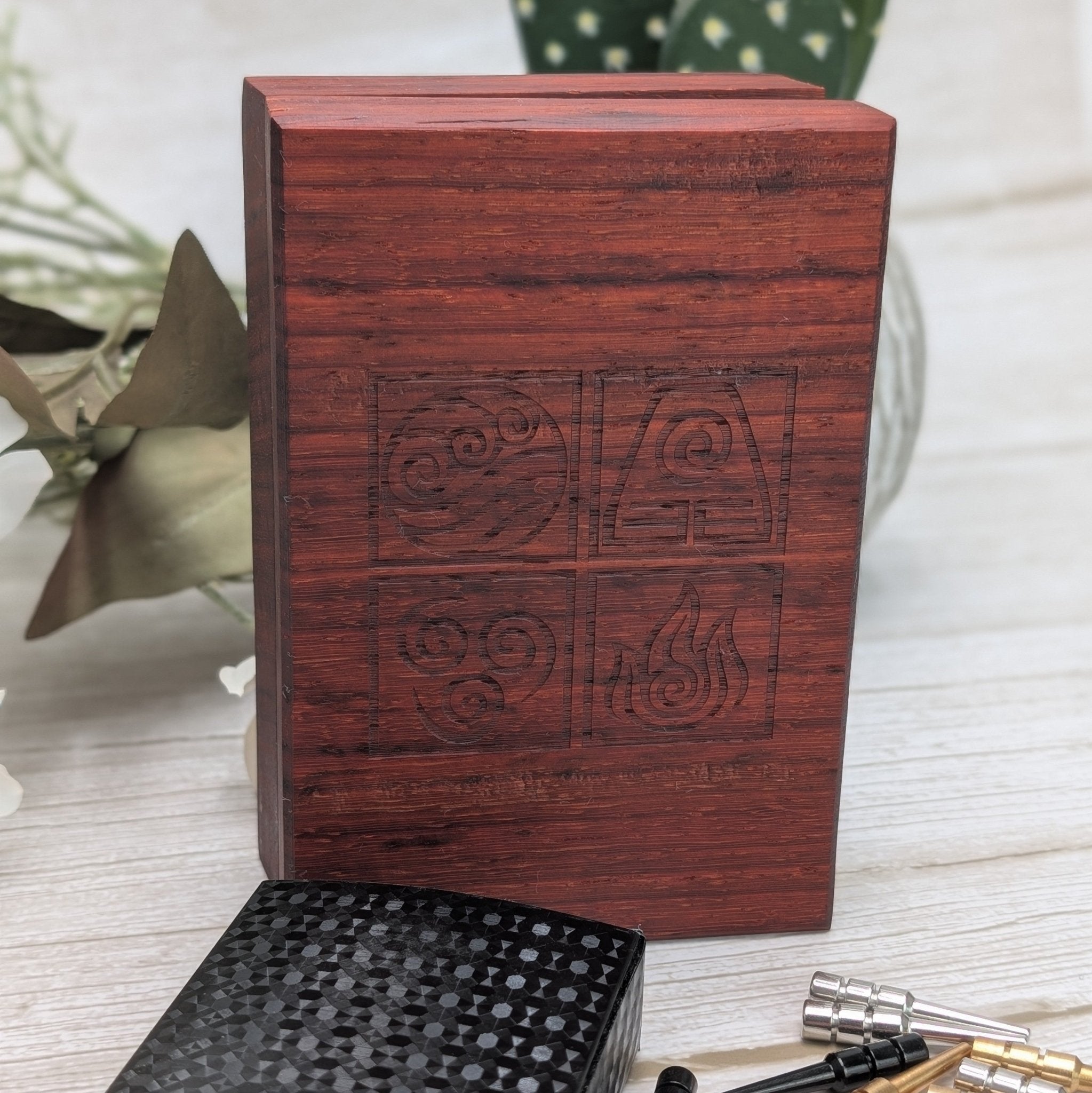 Cribbage Companion: Padauk Wooden Playing Card & Peg Box - EBONWOOD