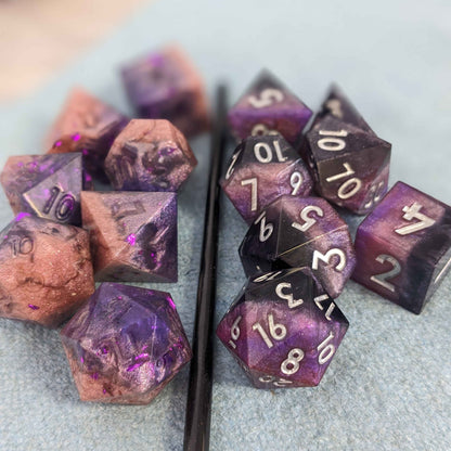 Custom Sharp Edge Polyhedral DnD Dice Set Made To Order