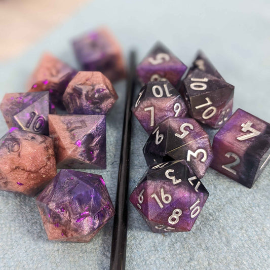 Custom Sharp Edge Polyhedral DnD Dice Set Made To Order