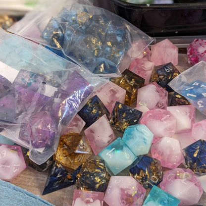 Custom Sharp Edge Polyhedral DnD Dice Set Made To Order