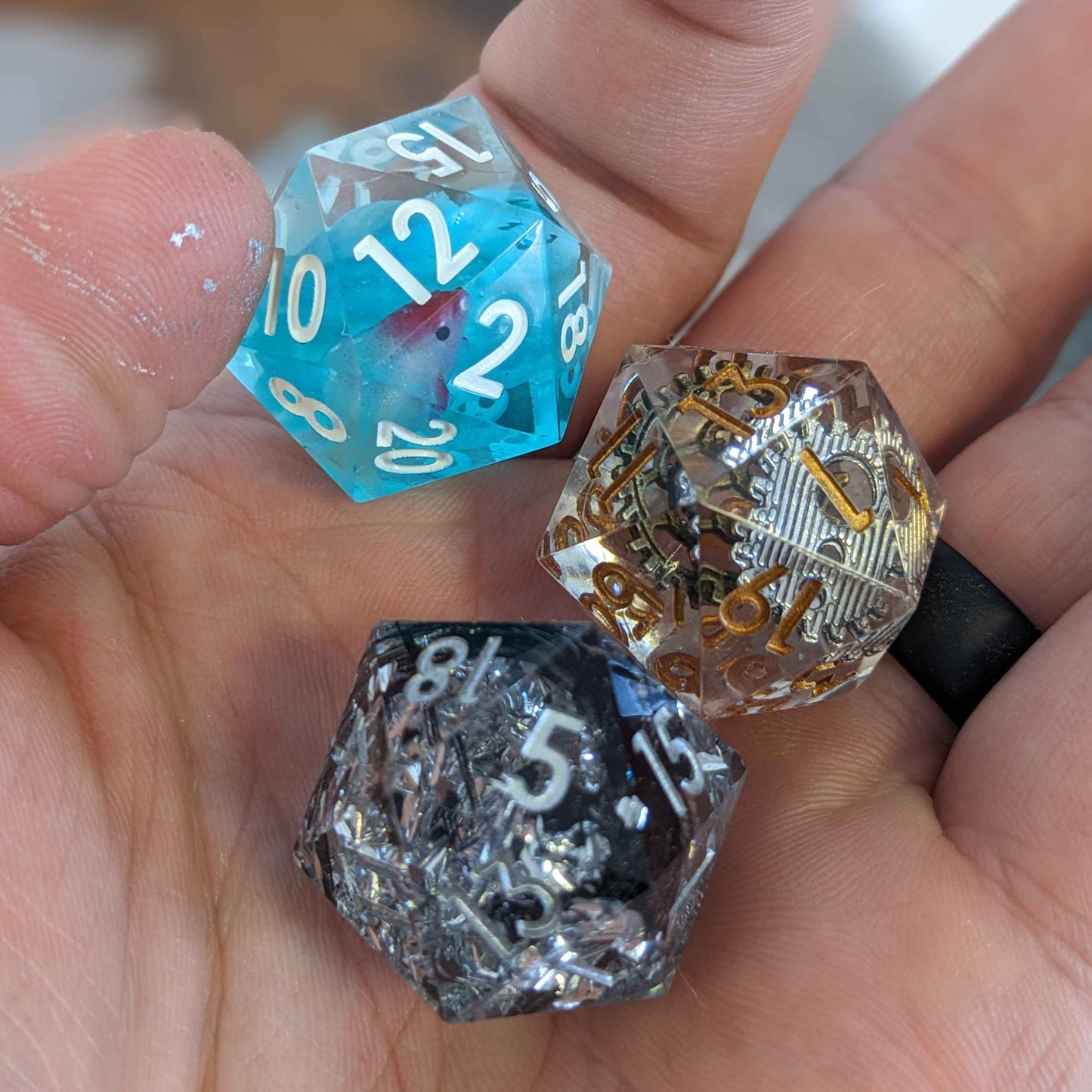 Custom Sharp Edge Polyhedral DnD Dice Set Made To Order