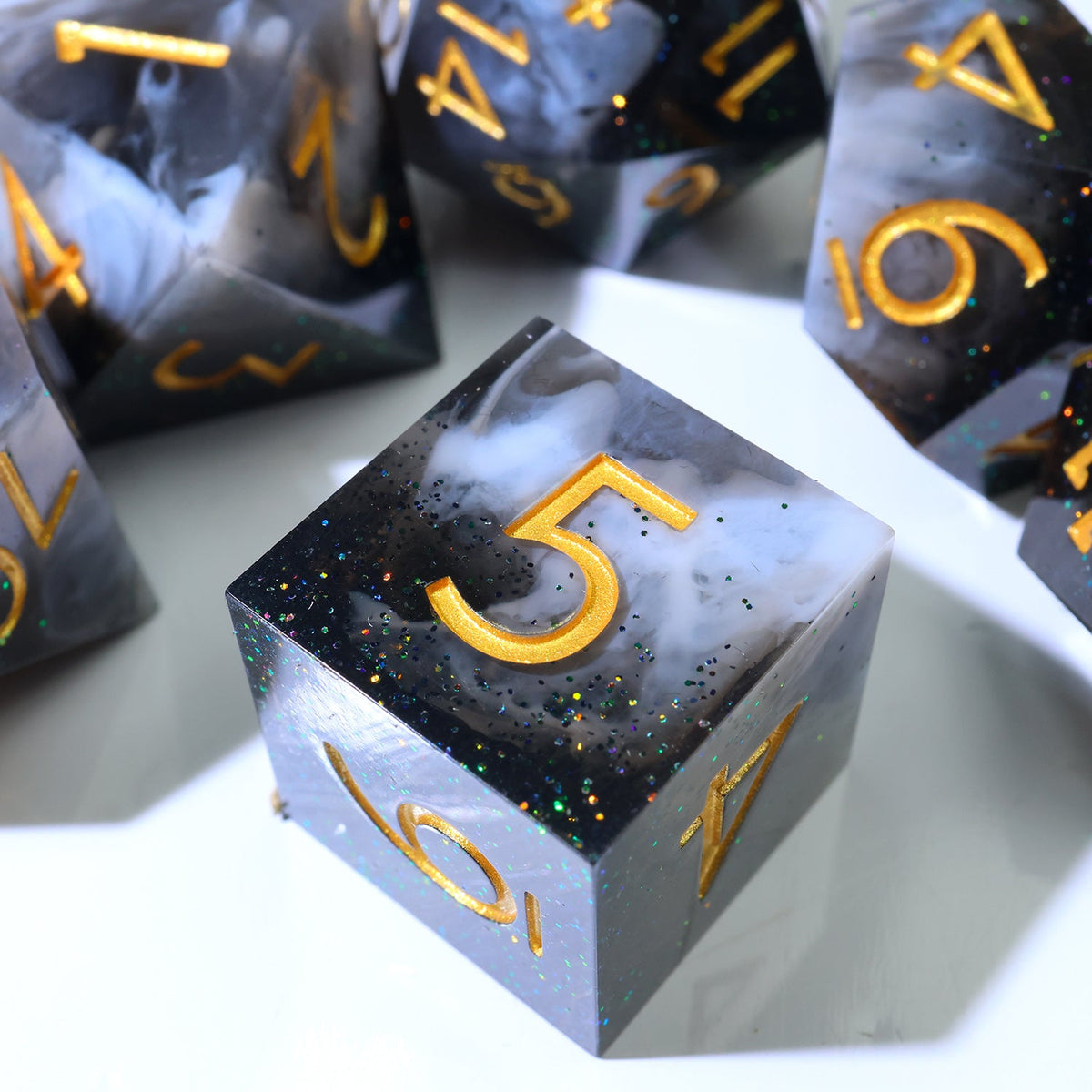 Dark Matter 7-Piece Polyhedral Dice Set - EBONWOOD