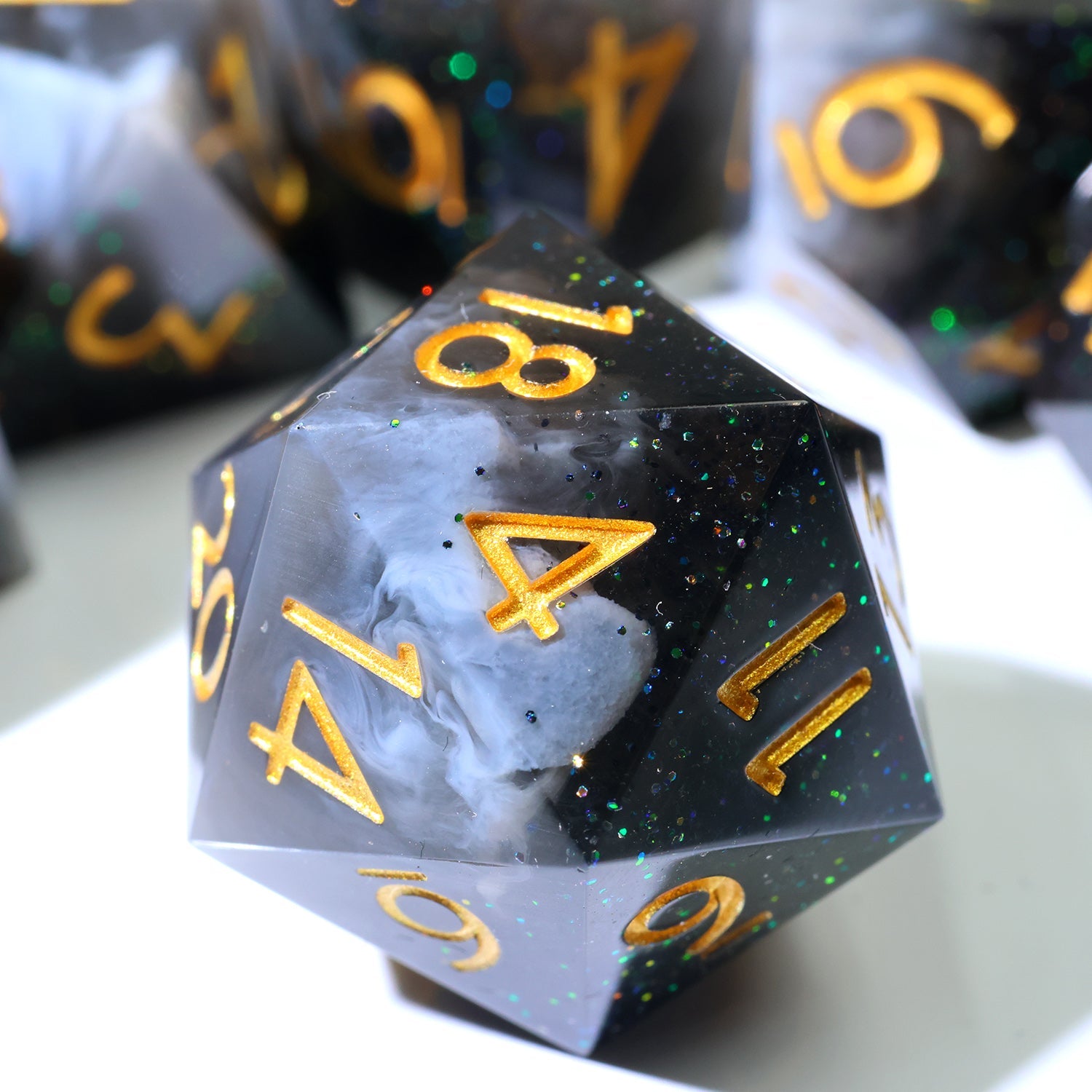 Dark Matter 7-Piece Polyhedral Dice Set - EBONWOOD