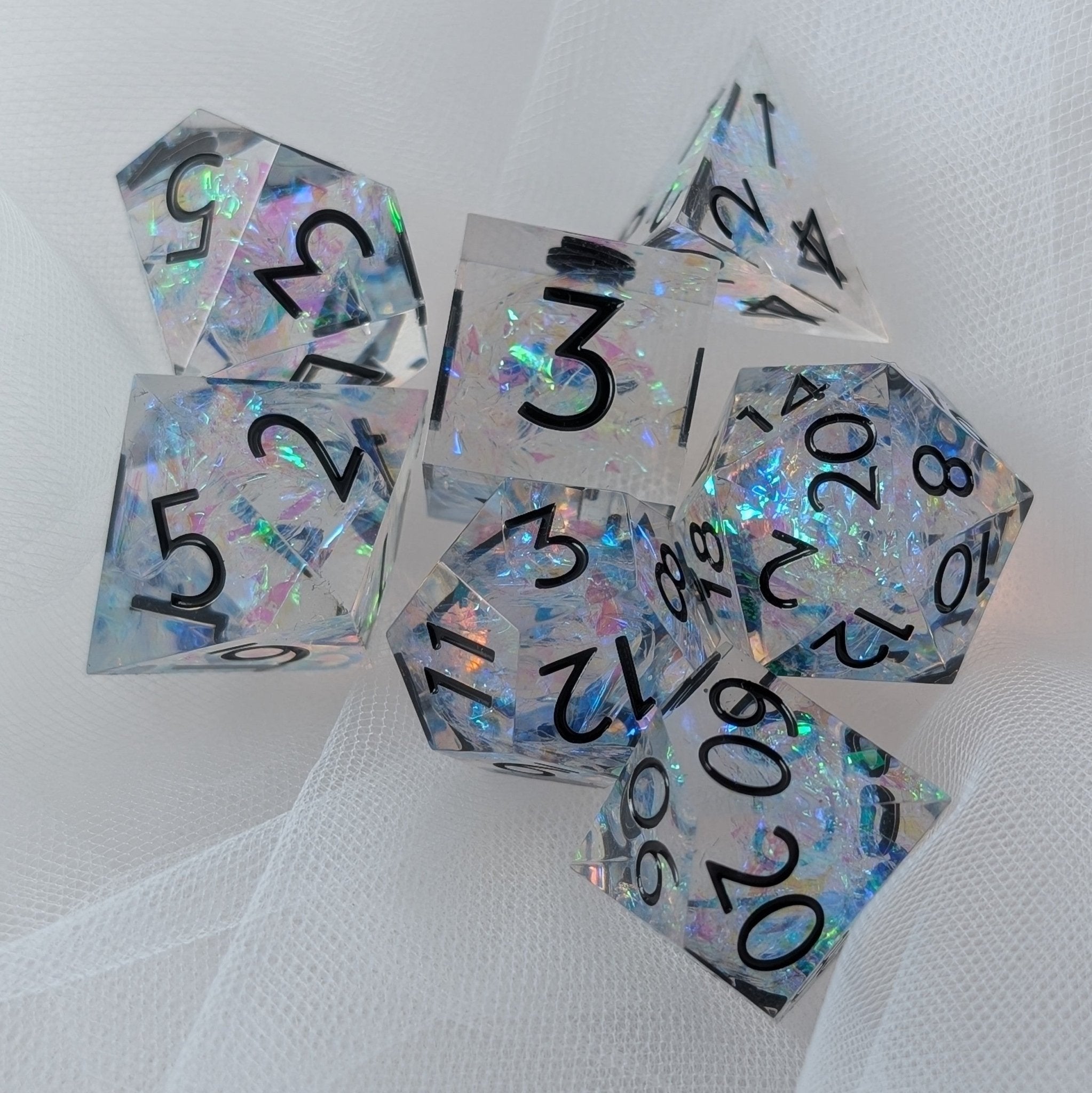 Eldritch Blaze - 7 Piece Luxury D&D Dice Set - EBONWOOD