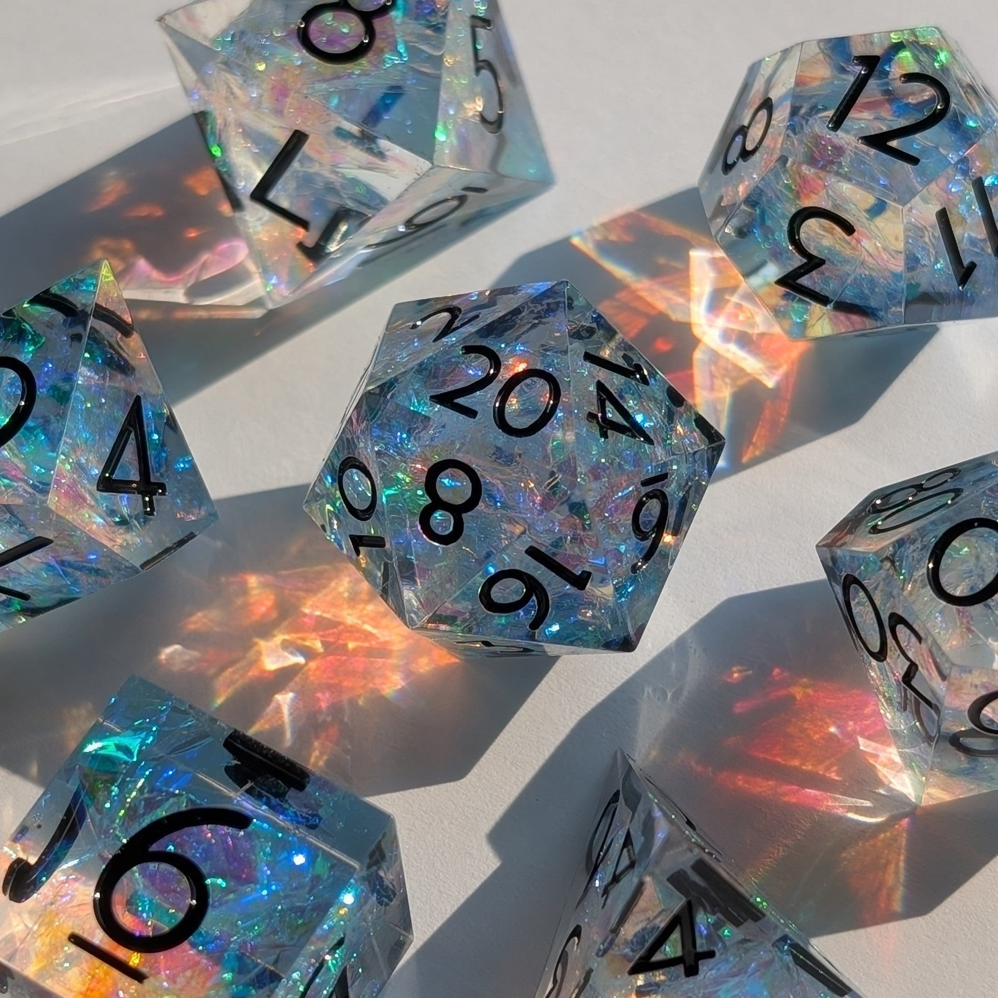 Eldritch Blaze - 7 Piece Luxury D&D Dice Set - EBONWOOD