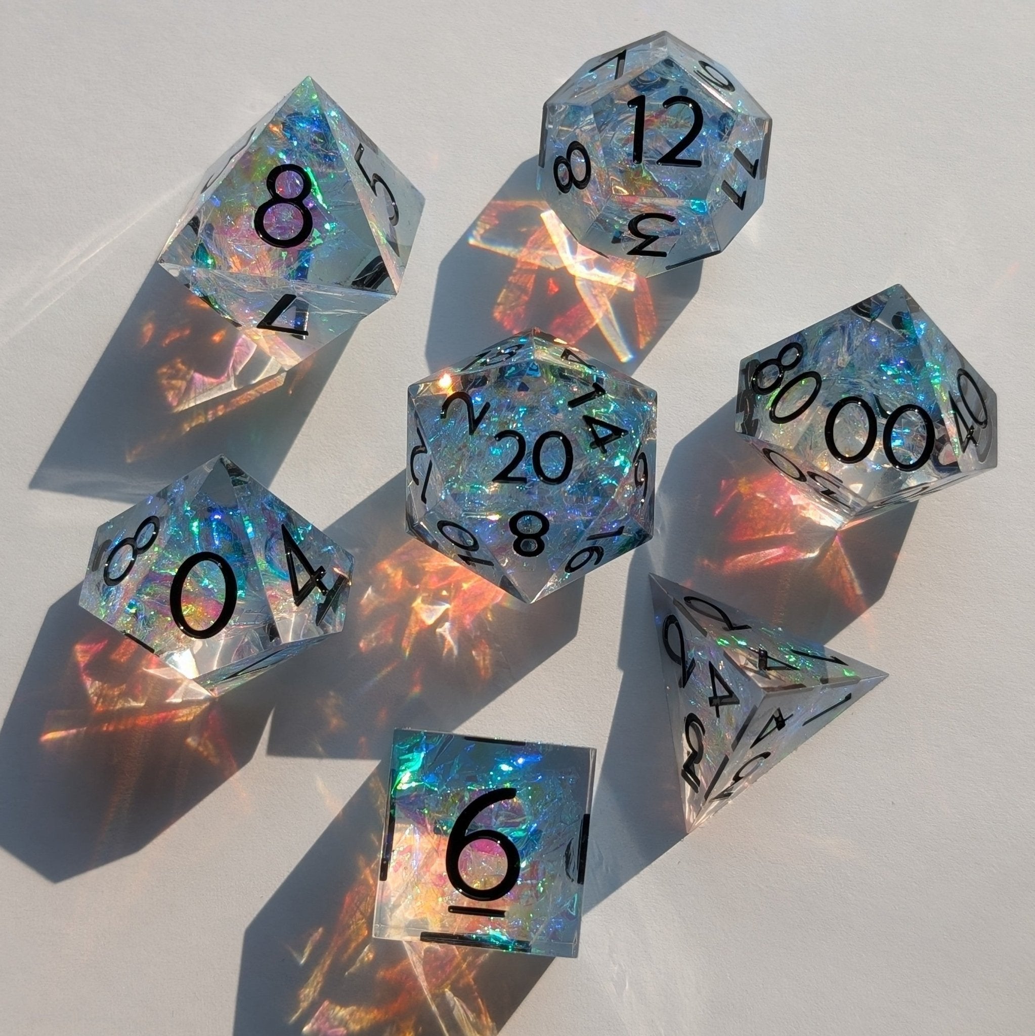 Eldritch Blaze - 7 Piece Luxury D&D Dice Set - EBONWOOD