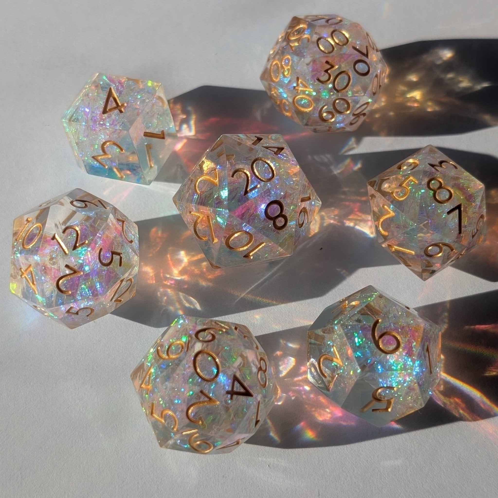 Golden Valor 7 - Piece Gyroid Dice Set - EBONWOOD