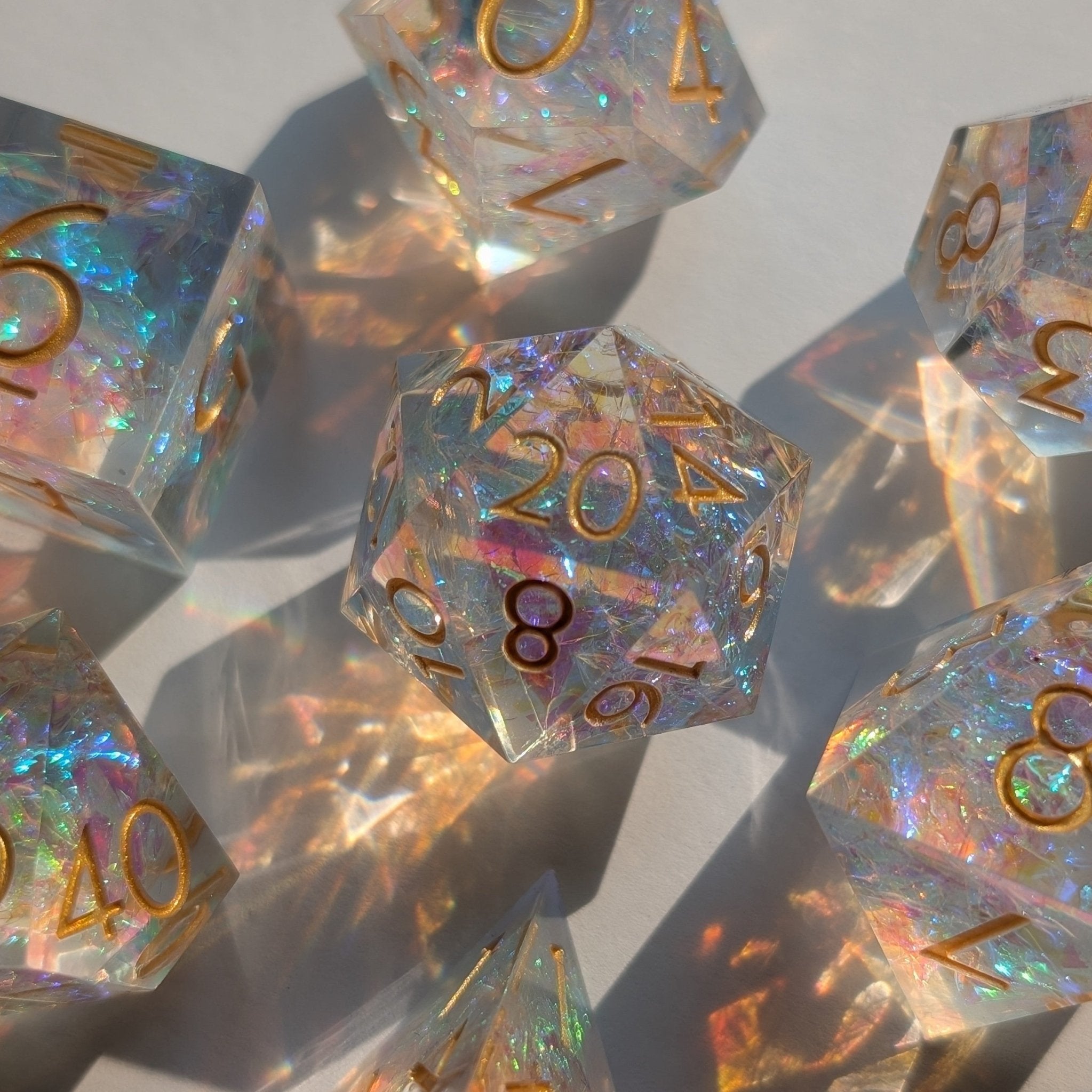Golden Valor - 7 Piece Luxury D&D Dice Set - EBONWOOD