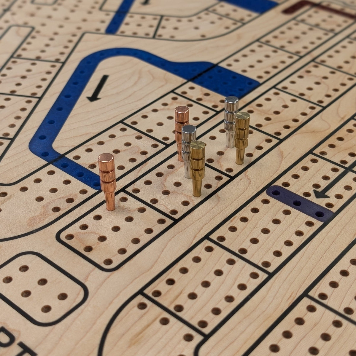 Handmade Cribbage Wars Board - Luxury Board with Resin Inlay – Premium 3-Track Game Setwith Resin Inlay - EBONWOOD