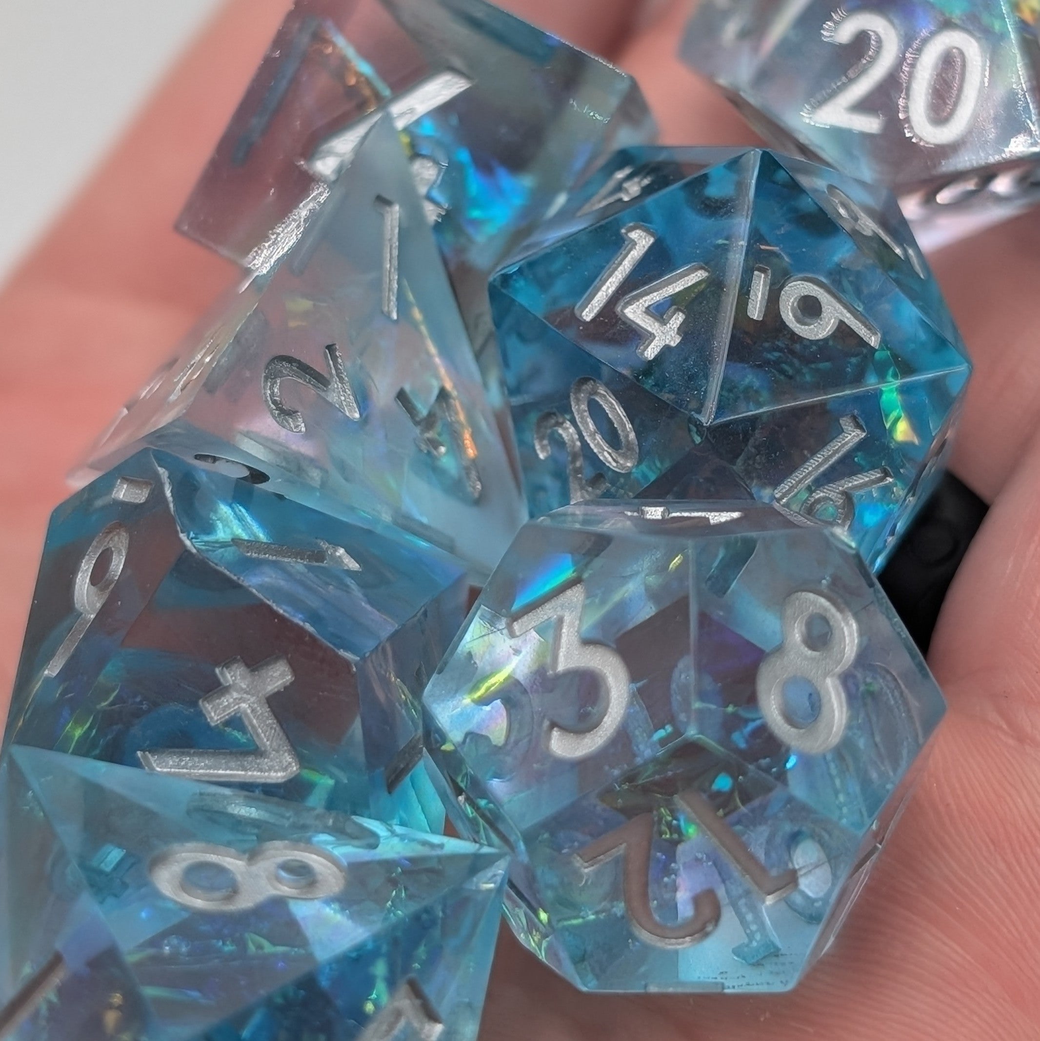 Handmade resin D&D dice set perfect for gifting or dice collectors