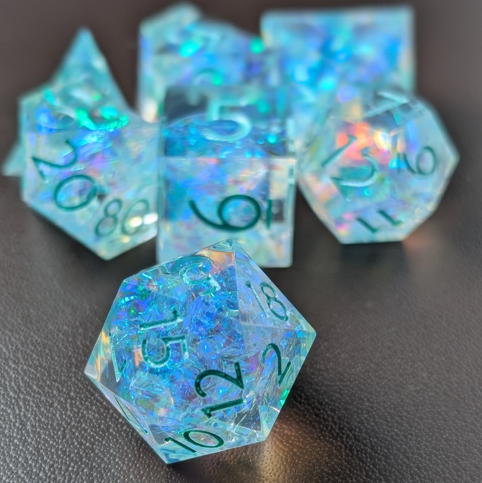 Icenite 7 - Piece Polyhedral Dice Set - EBONWOOD