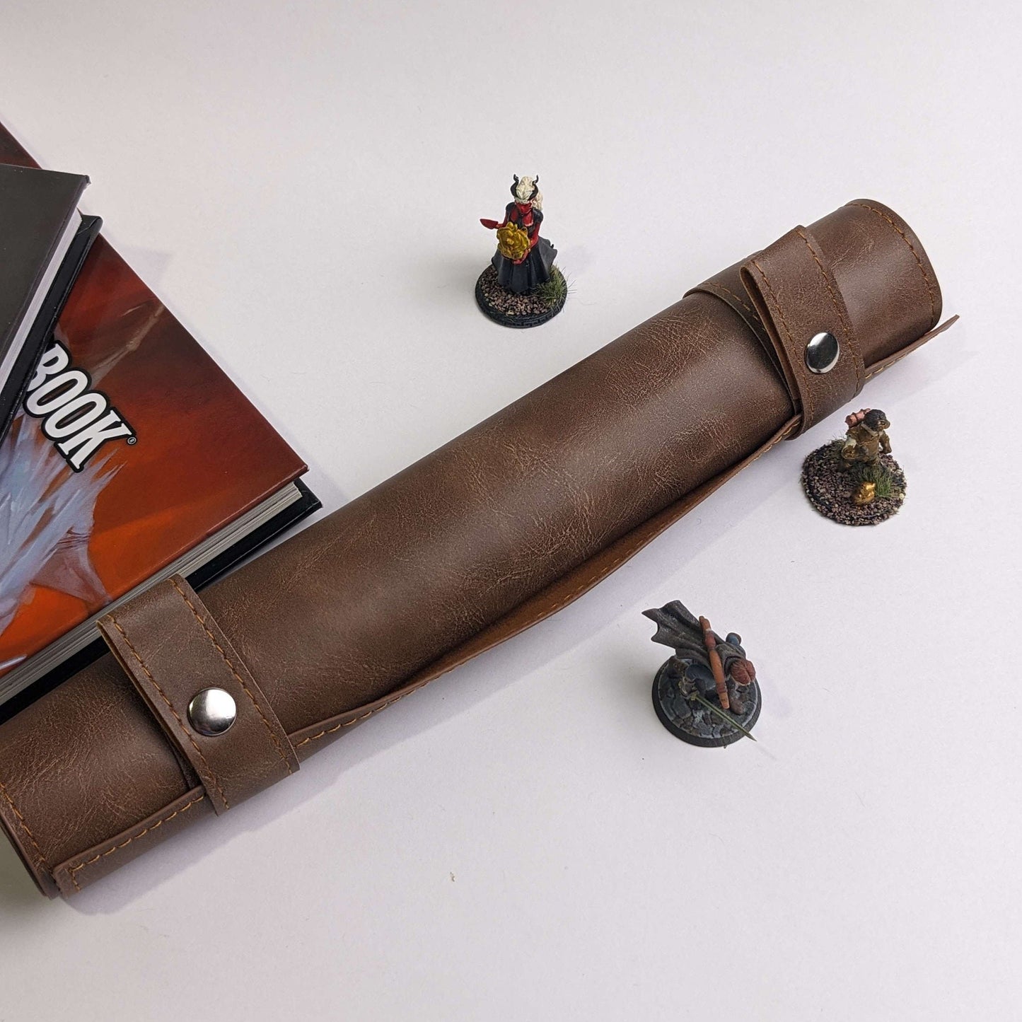 Vegan Brown Leather Dice Holder | DND Dice Storage | D&D Dice Storage | Leather Dice Scroll | Travel Case for Dice Set | Dungeons And Dragons