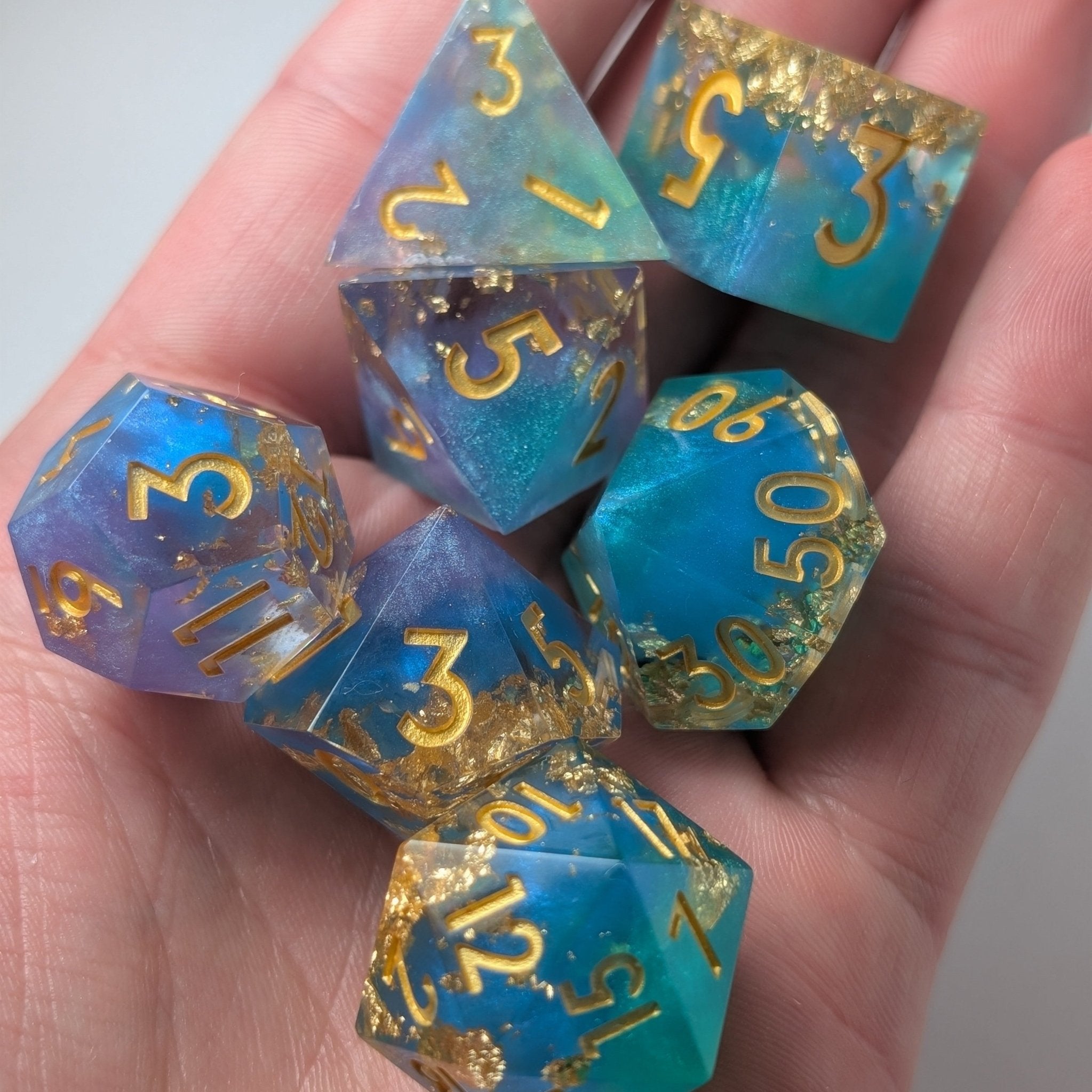 Jester's Gambit 7 - Piece Polyhedral Dice Set - EBONWOOD