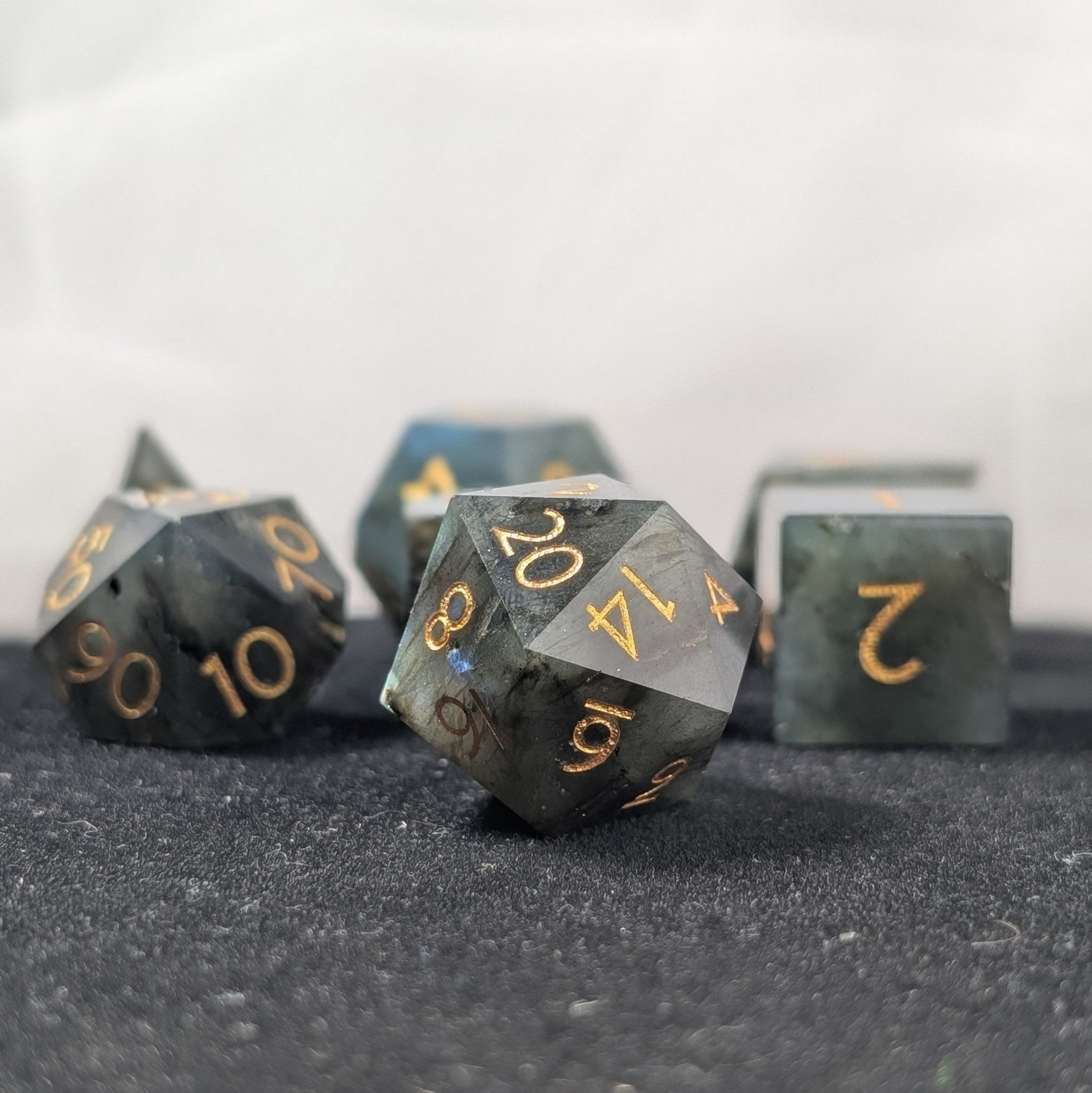 Labradorite - 7 Piece Gemstone Dice Set - EBONWOOD