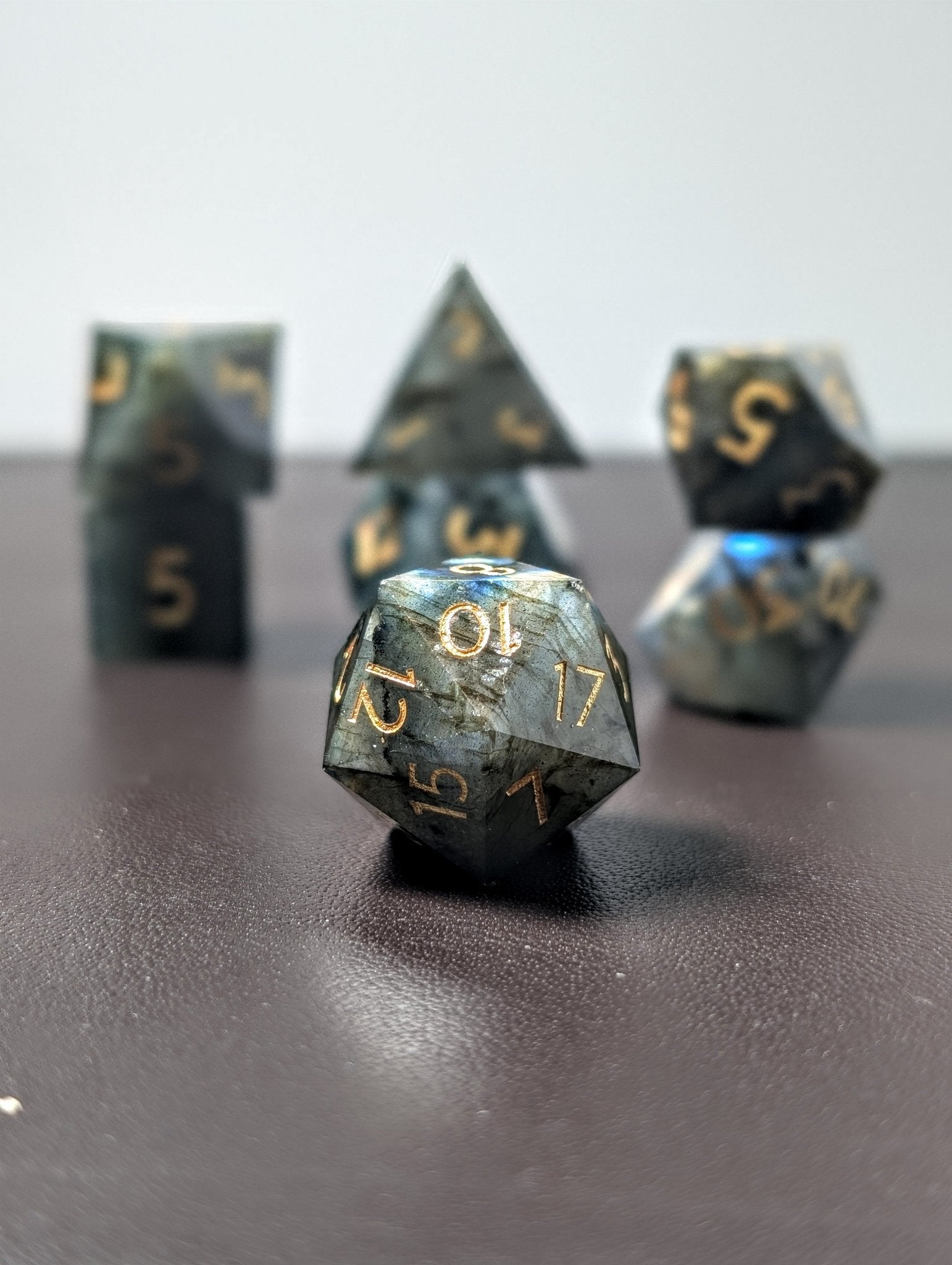 Labradorite - 7 Piece Gemstone Dice Set - EBONWOOD
