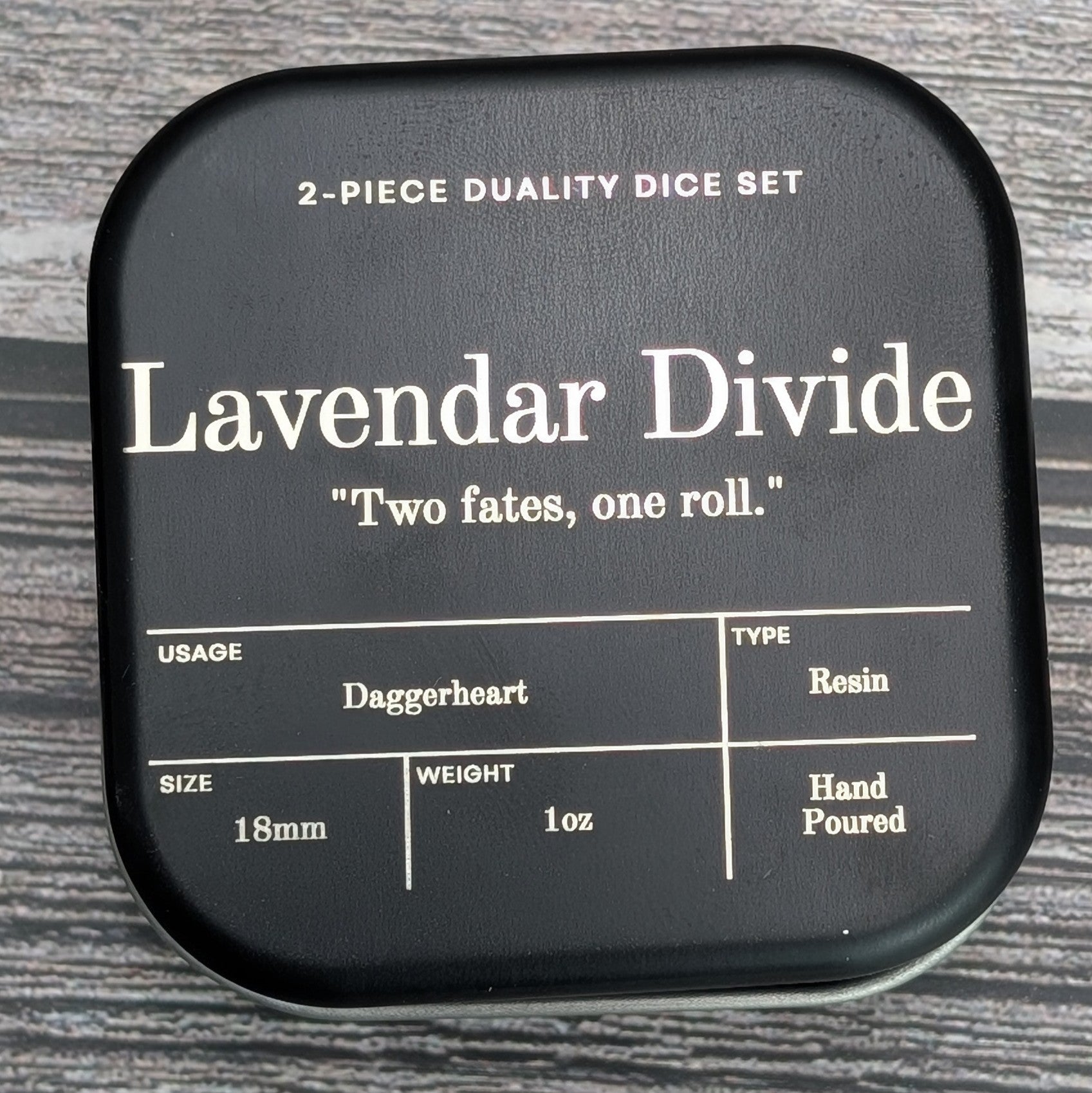 Lavender Divide - 2pc Duality Dice for Daggerheart - EBONWOOD