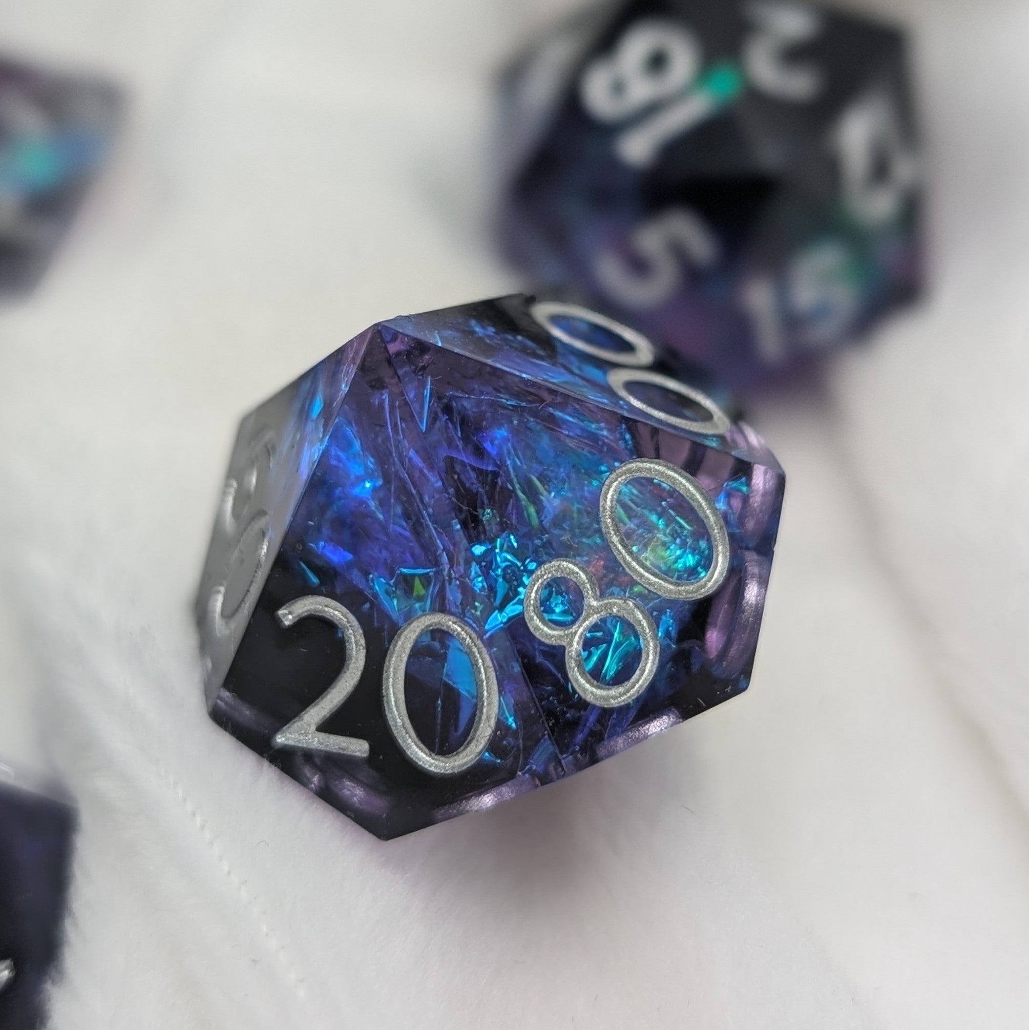 Mystic Nebula - 7 Piece Luxury D&D Dice Set - EBONWOOD