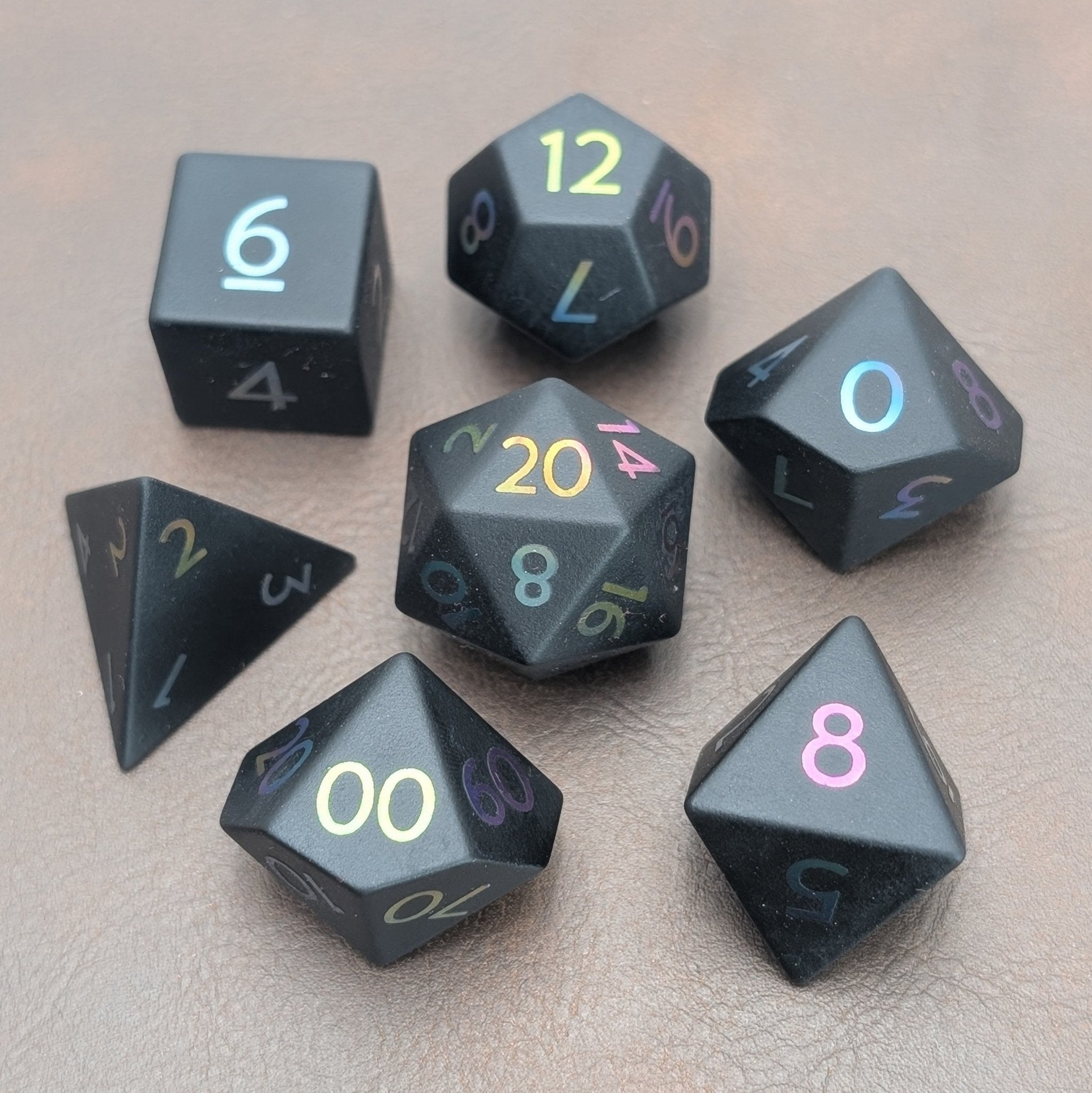 Obsidian Prism 7 - Piece Gemstone Dice Set - EBONWOOD