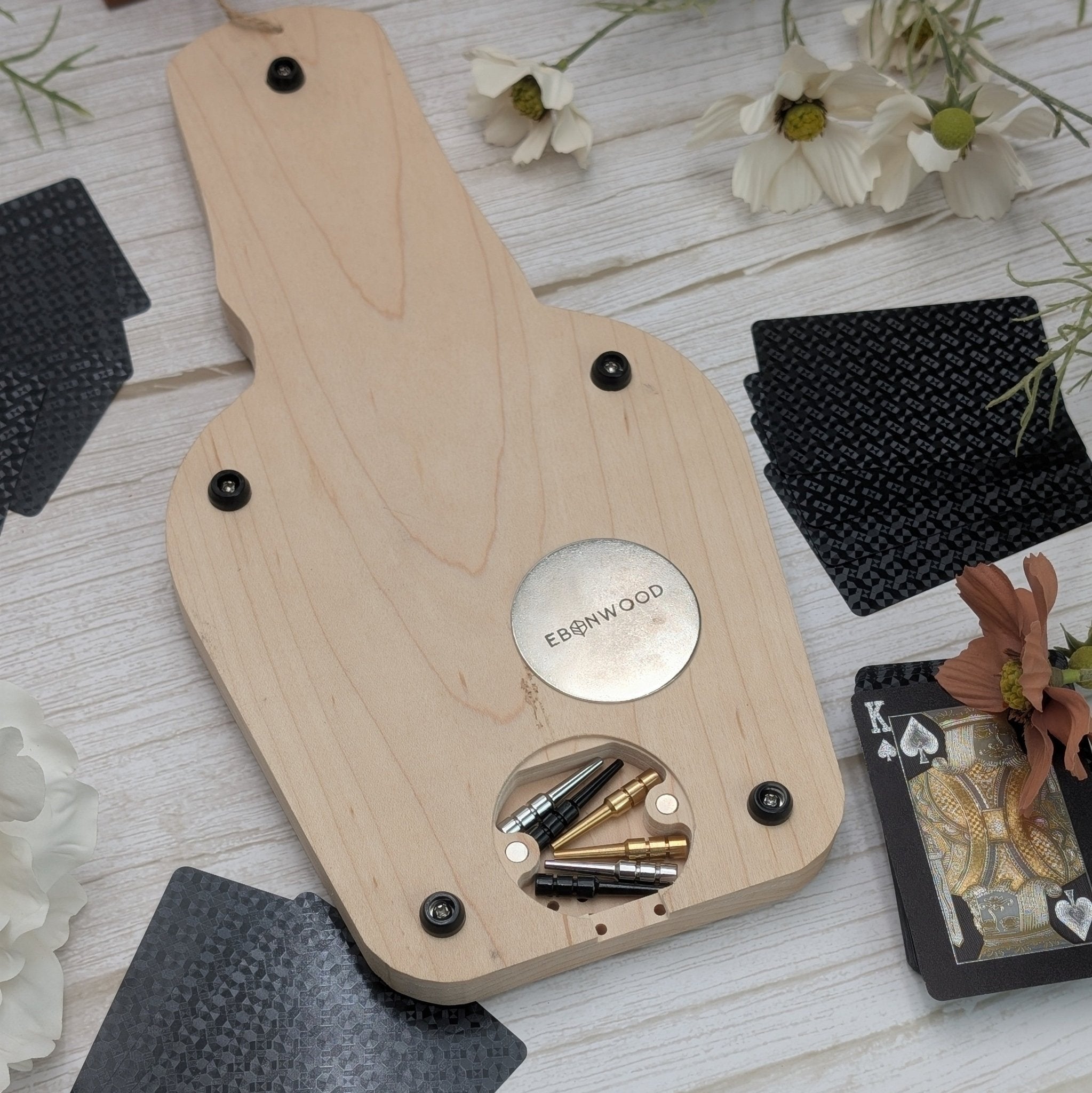 Peggers Mark Premium Cribbage Board - Inspired Resin Three Lane Cribbage - EBONWOOD