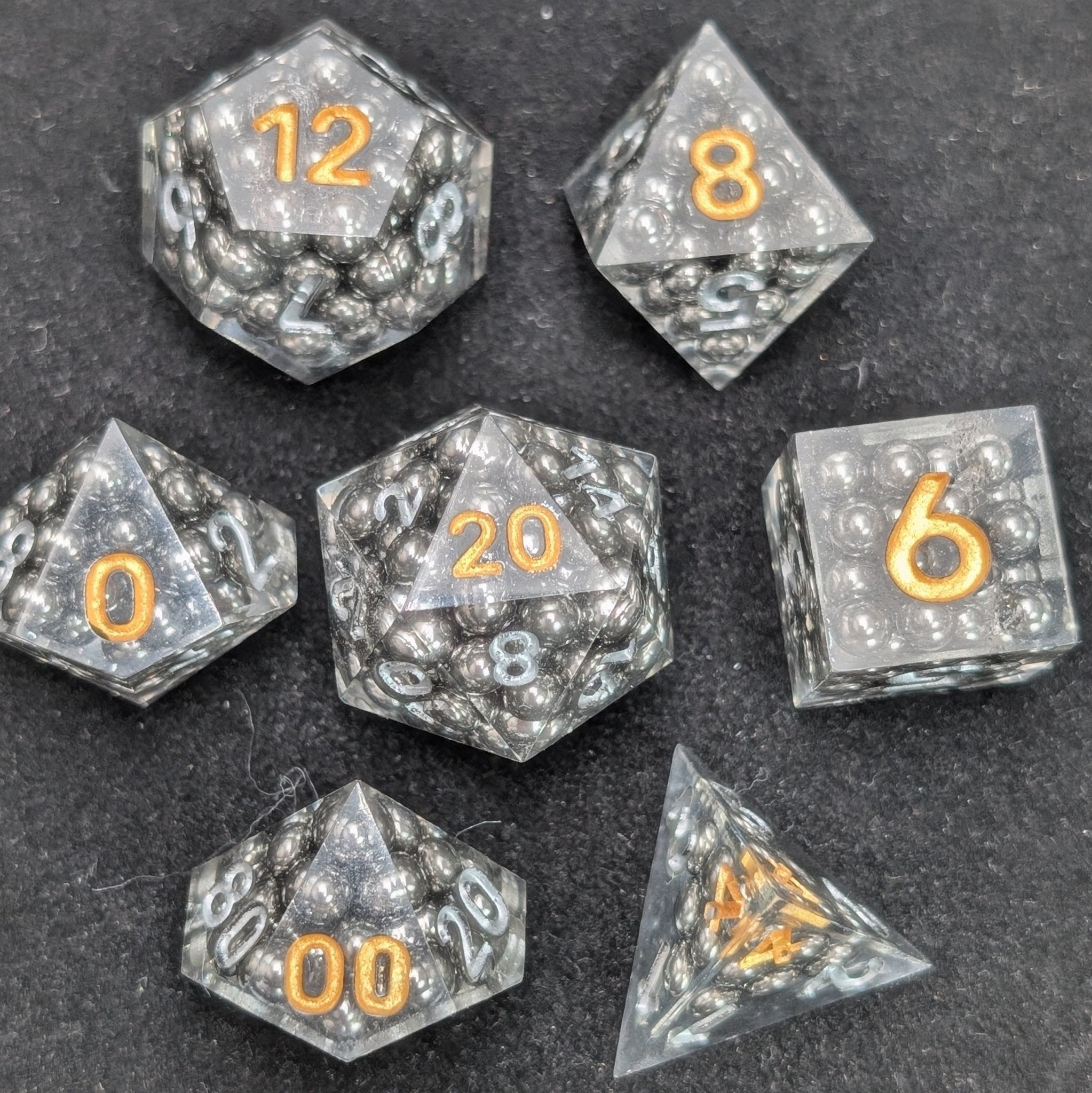 Pocket Trap - 7 Piece Polyhedral Dice Set - EBONWOOD